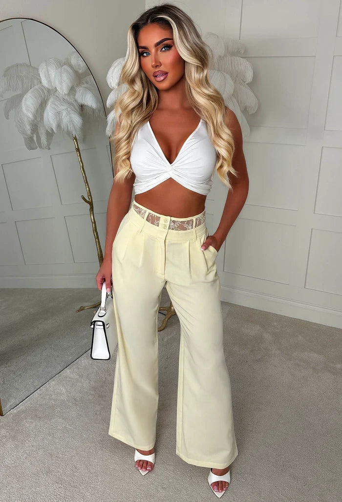 Sadie Lemon Deep Lace Waistband Detail Trousers