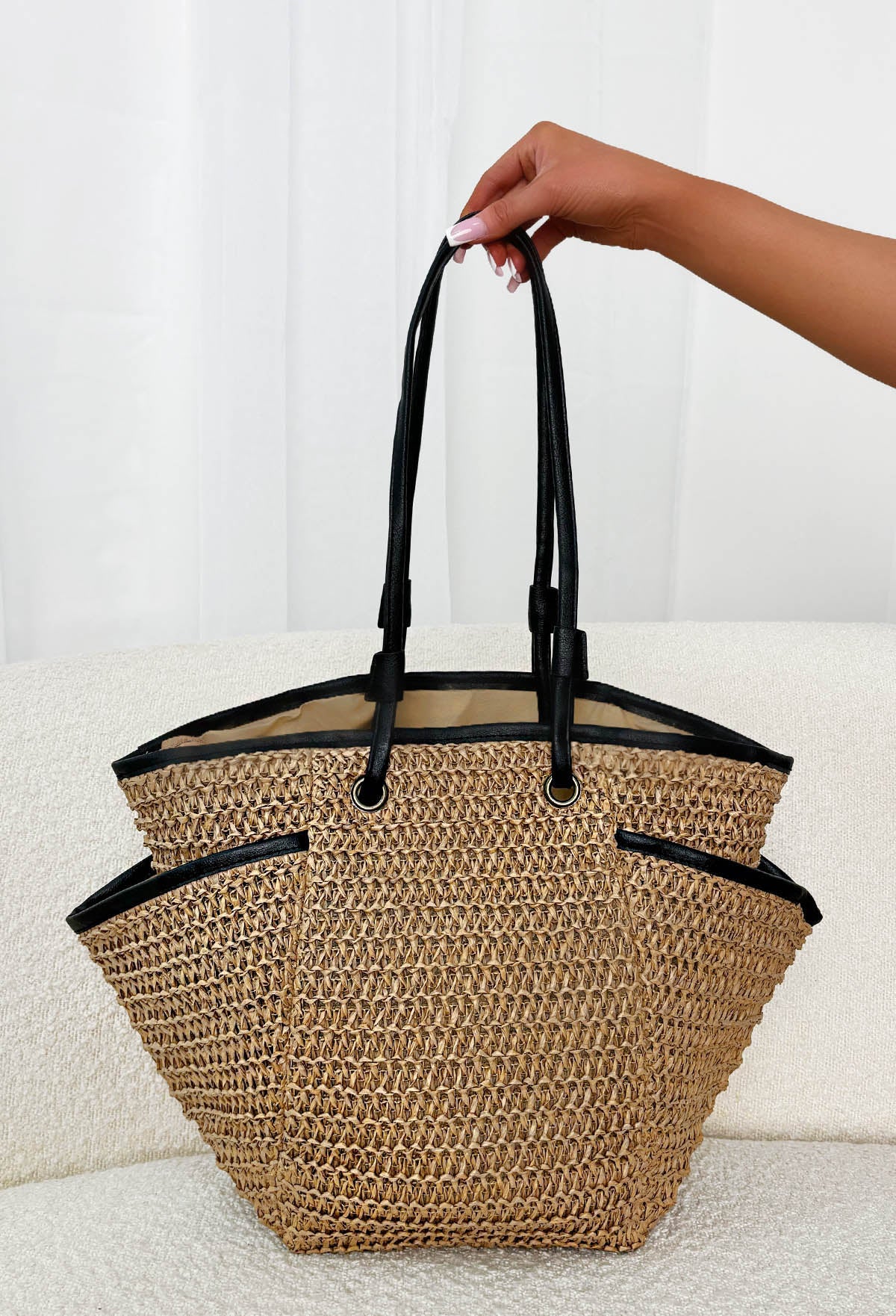 Sand Dune Dreams Tan Raffia Tote Bag