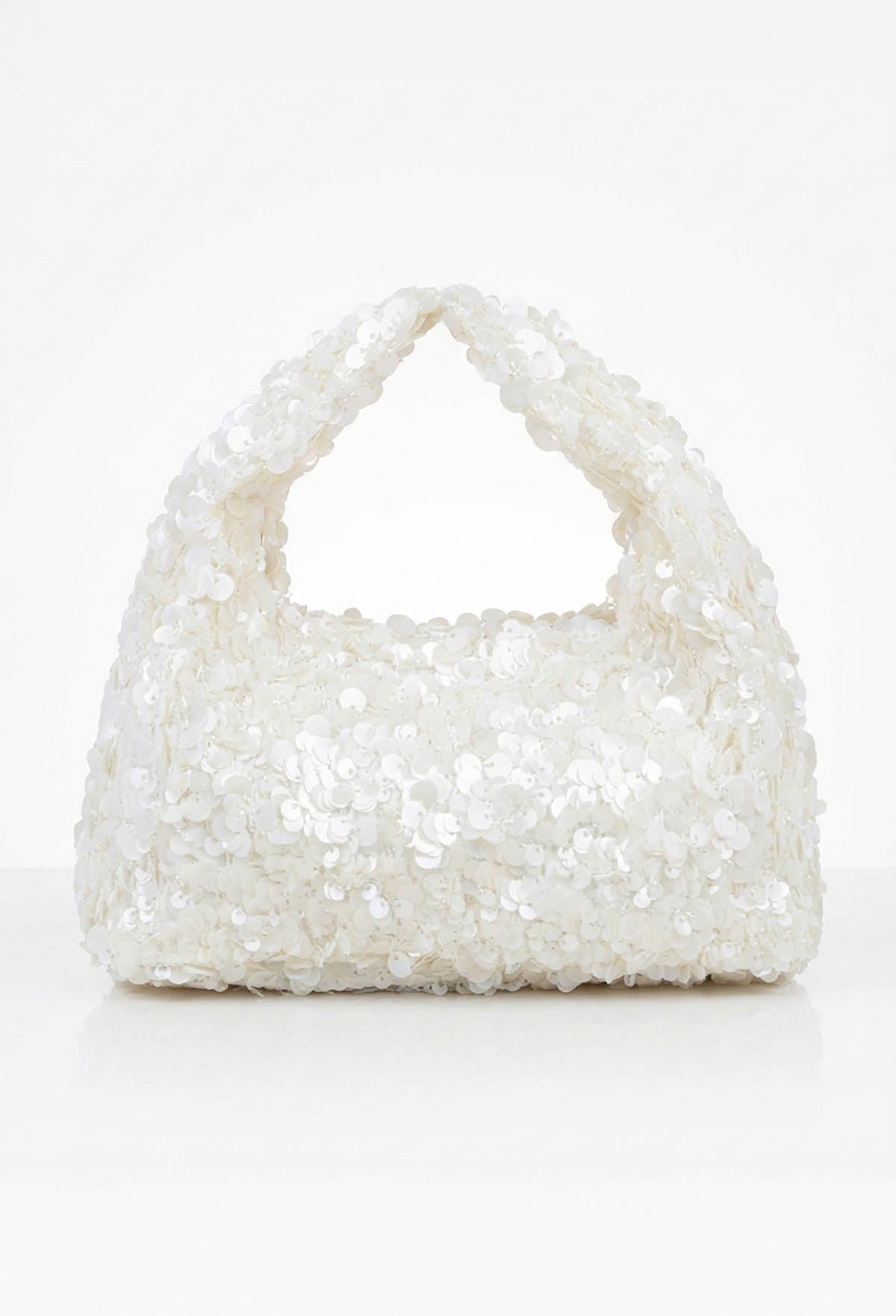 Santorini Shimmer White Sequin Handbag