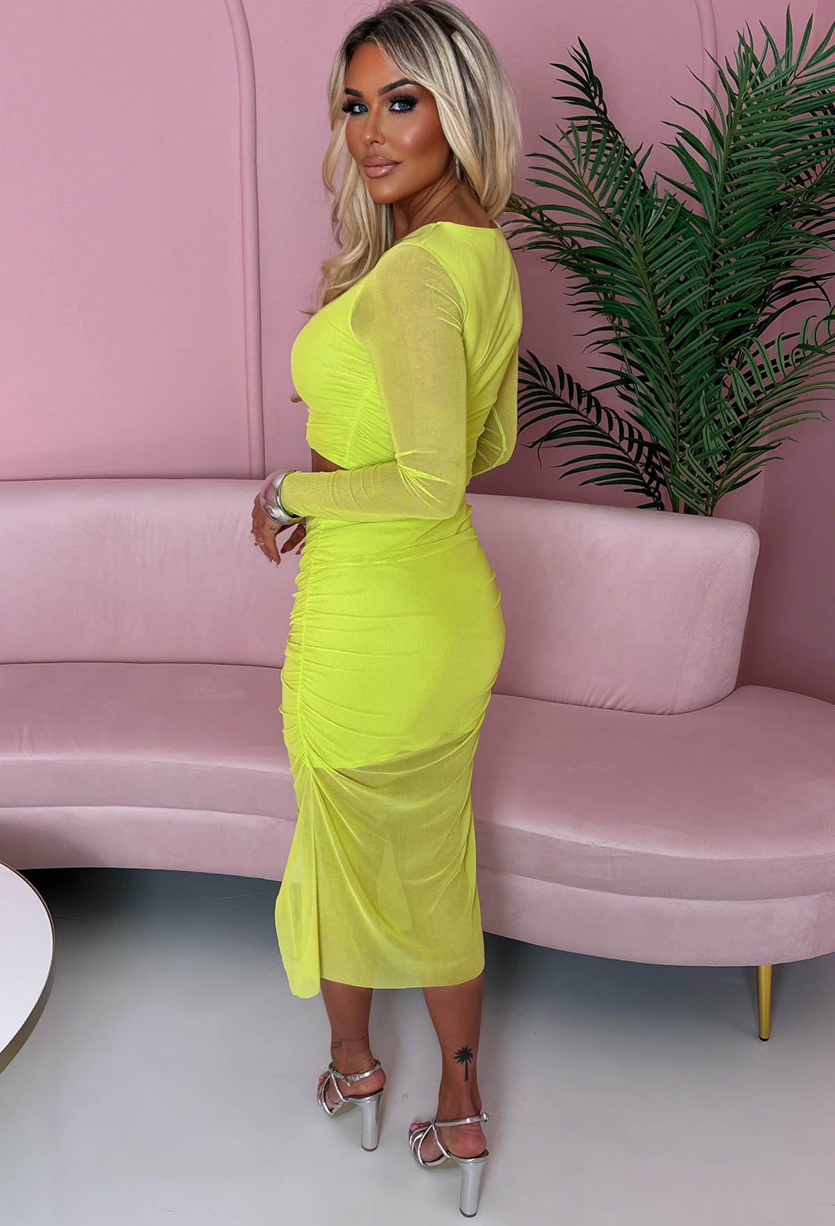 Secrets Exposed Lime Green Mesh Co-ord Set