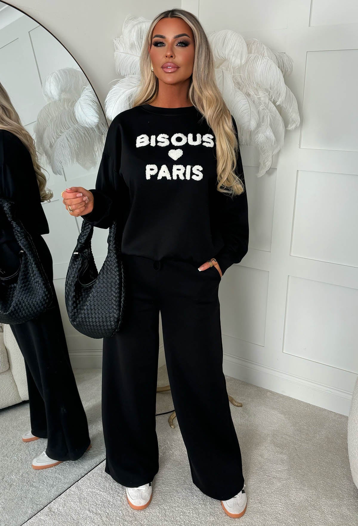 Sending Love Black Sweatshirt And Joggers Co-ord Set