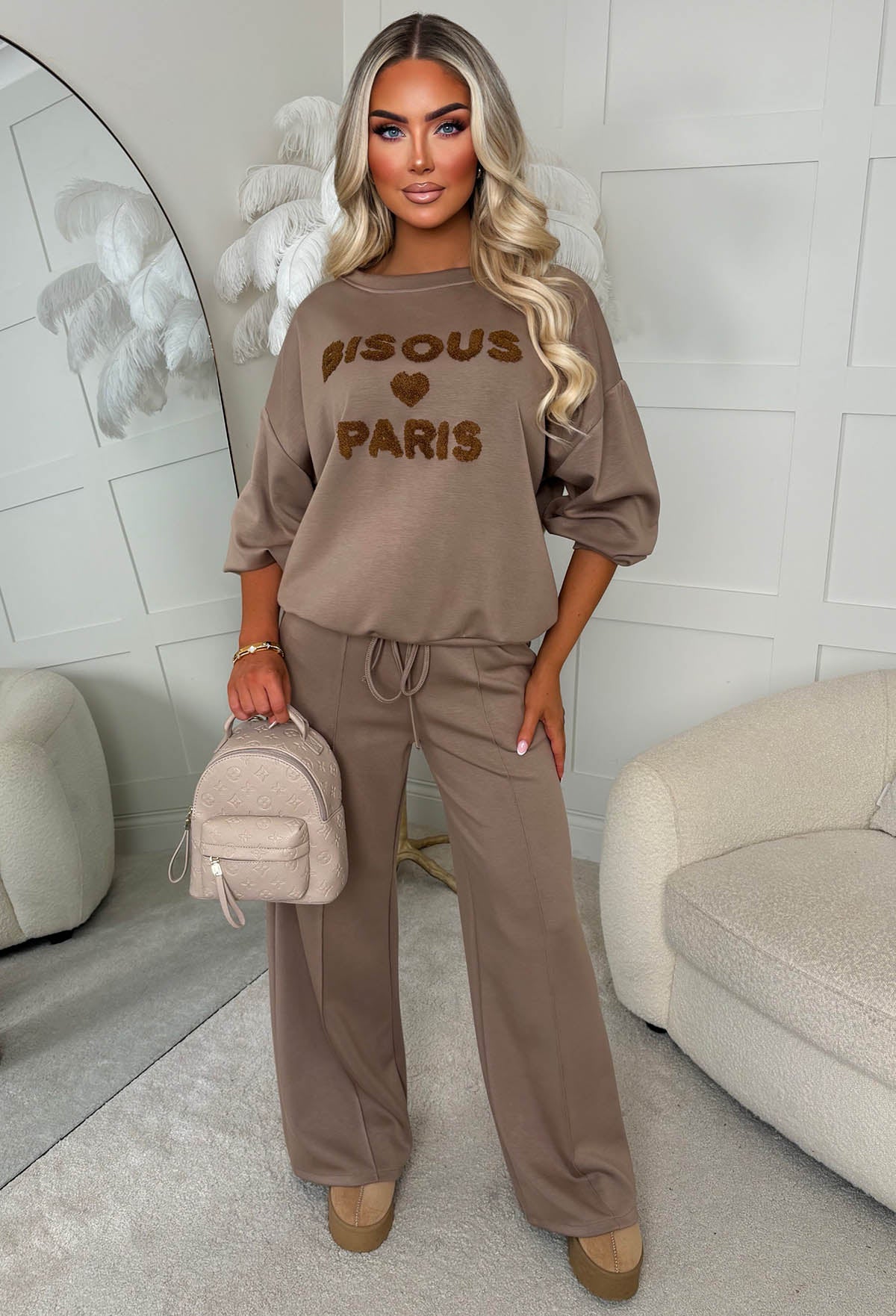 Sending Love Mocha Sweatshirt And Joggers Co-Ord Set