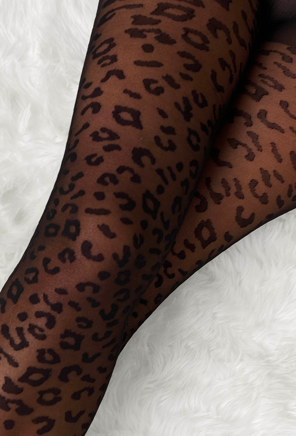 Sheer Ferocity Black Leopard Print Tights