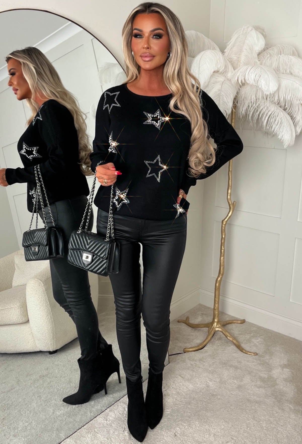 Shine Brightly Black Pearl Star Knitted Jumper