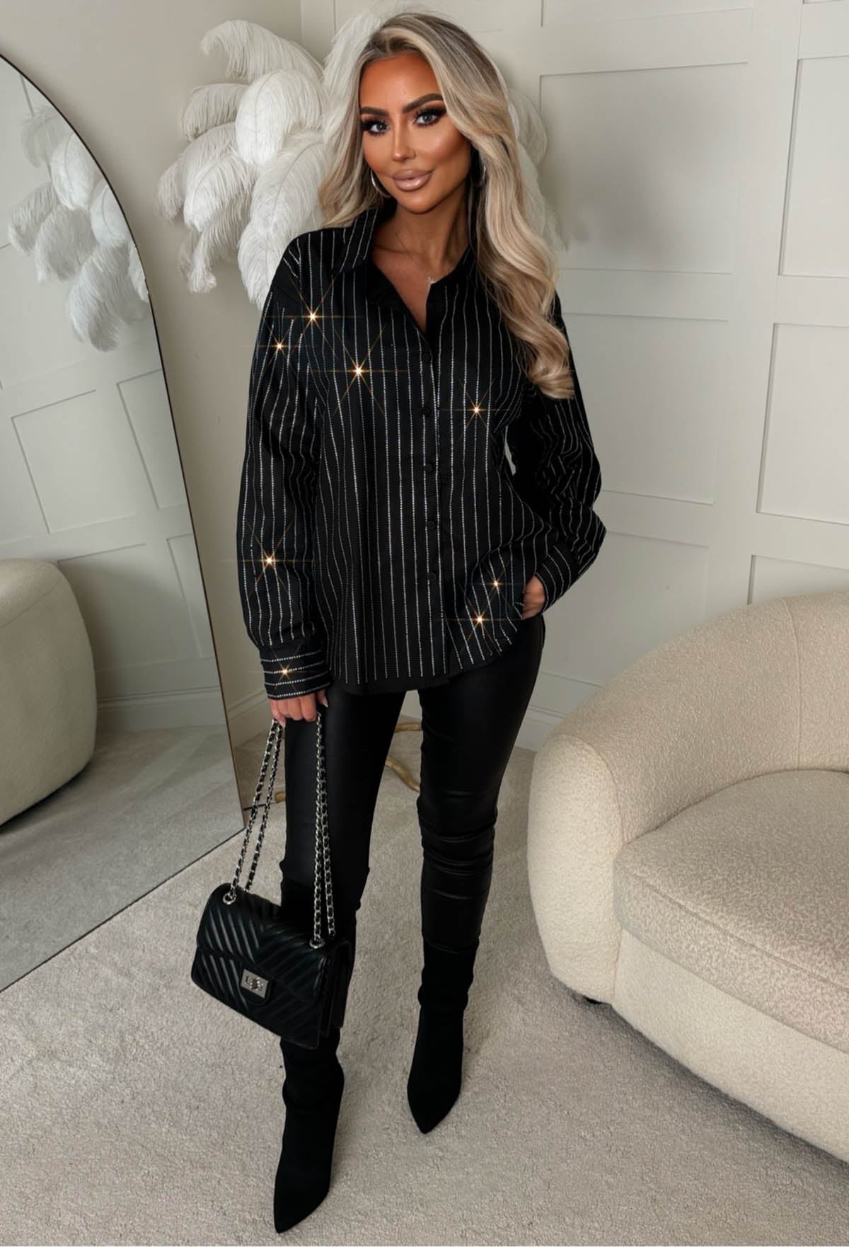 Shine On Me Black Diamante Shirt