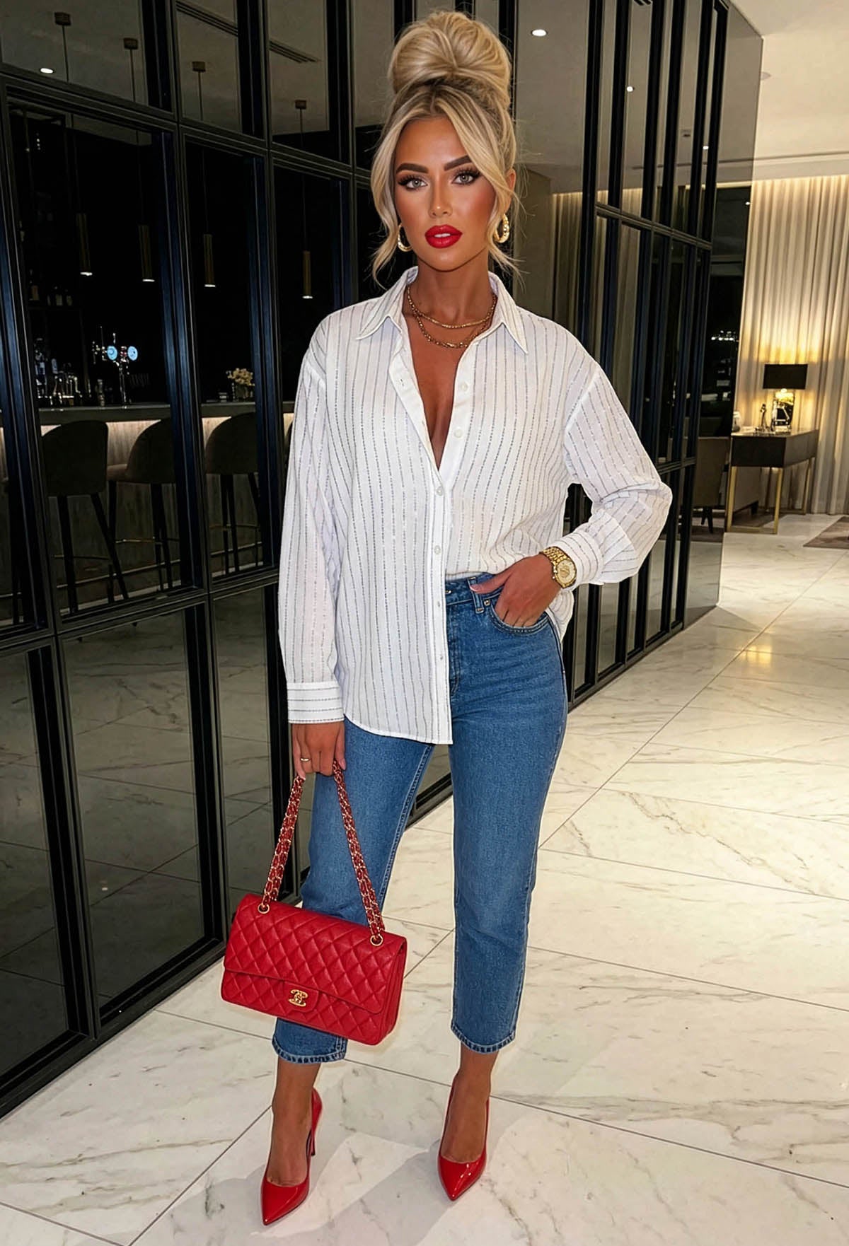 Shine On Me White Diamante Shirt