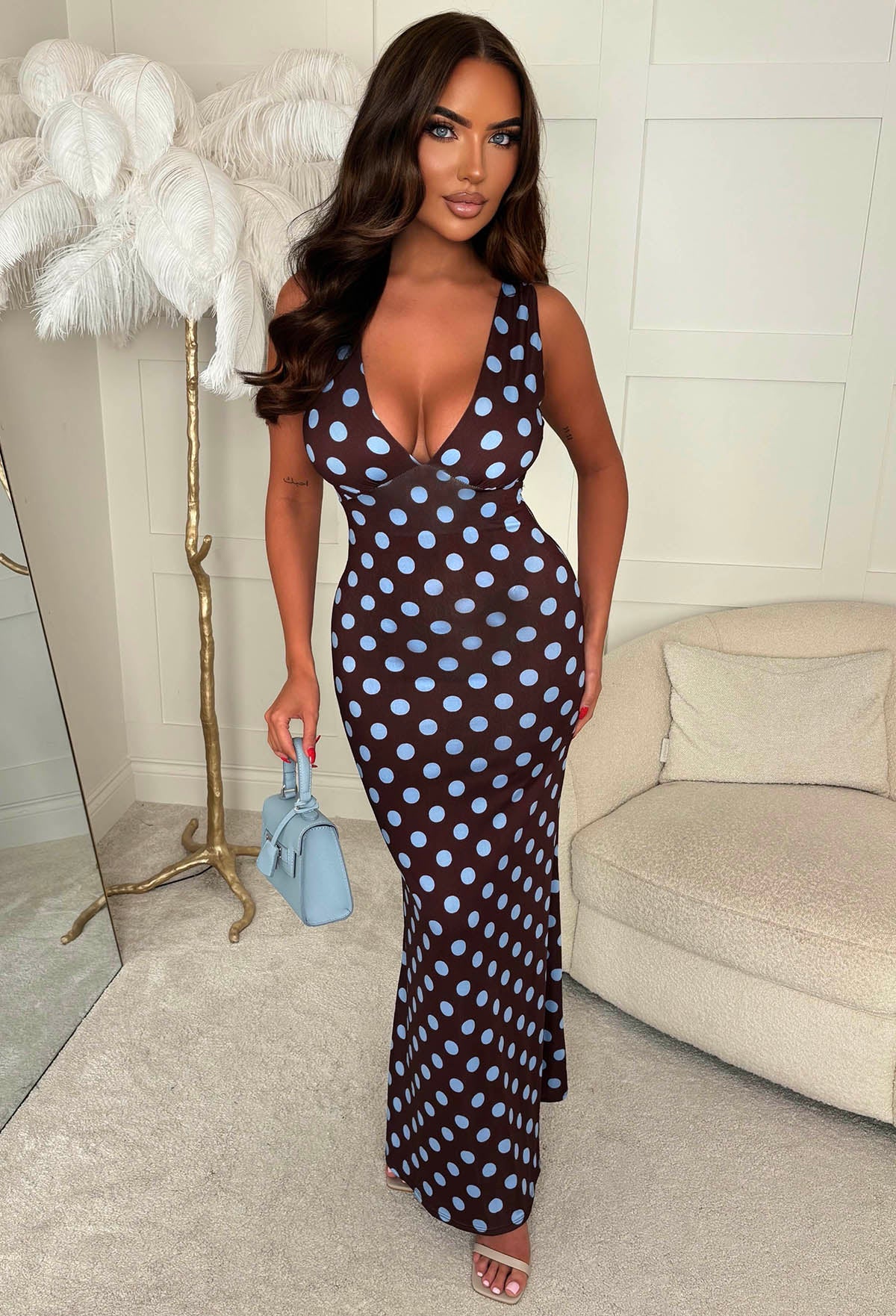Simply Yours Brown Polka Dot Maxi Dress | Pink Boutique Simply Yours Brown Polka Dot Maxi Dress | Pink Boutique
