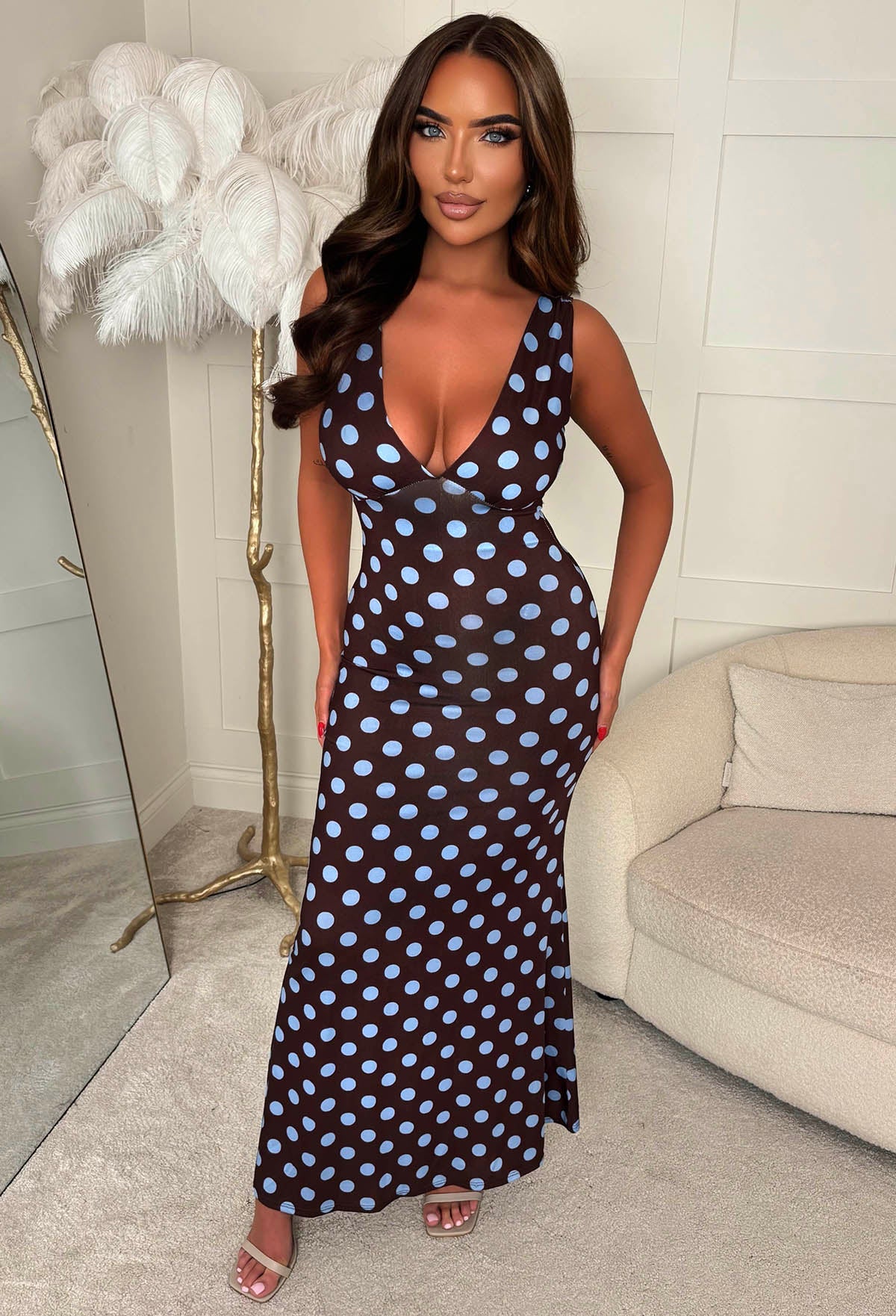 Simply Yours Brown Polka Dot Maxi Dress