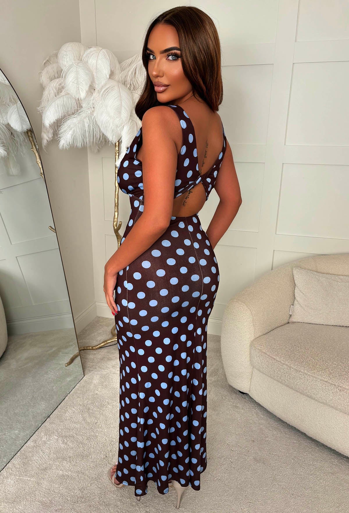 Simply Yours Brown Polka Dot Maxi Dress