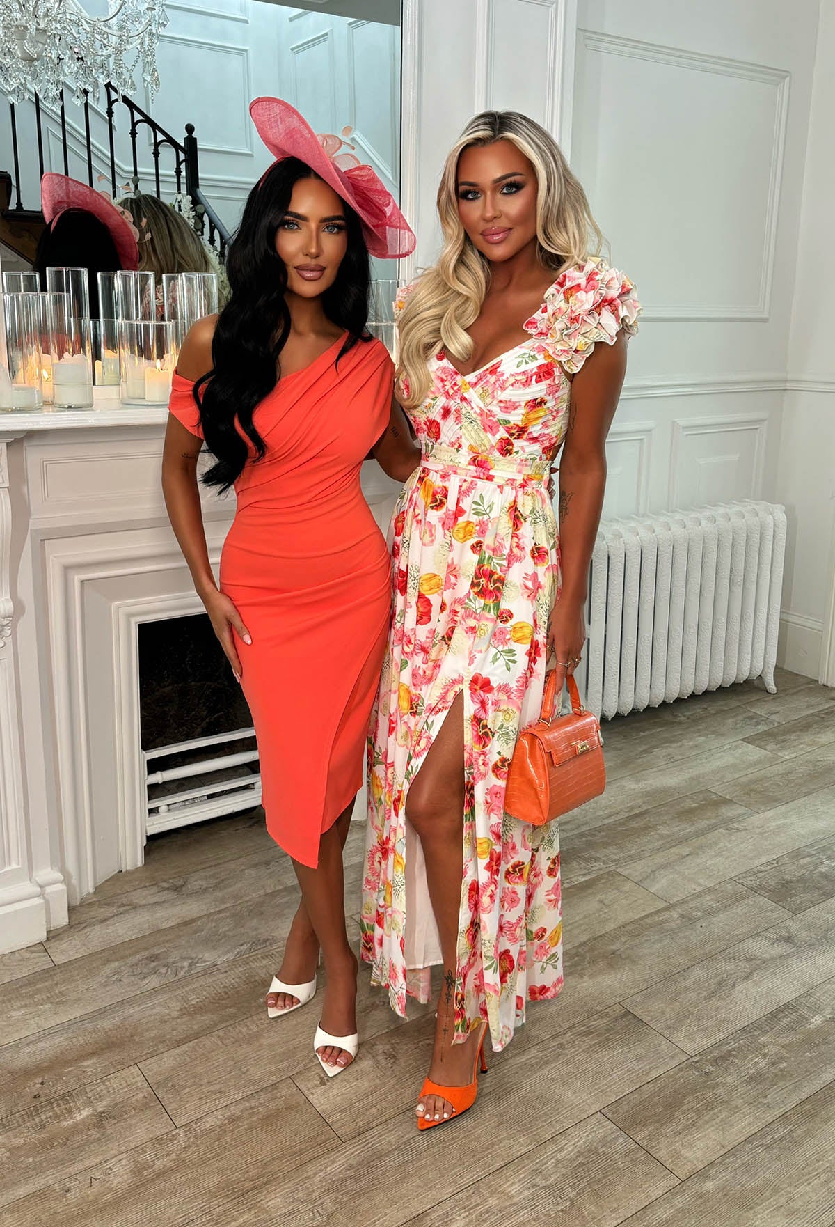 Sister's Stunning Coral Off Shoulder Ruched Midi Dress