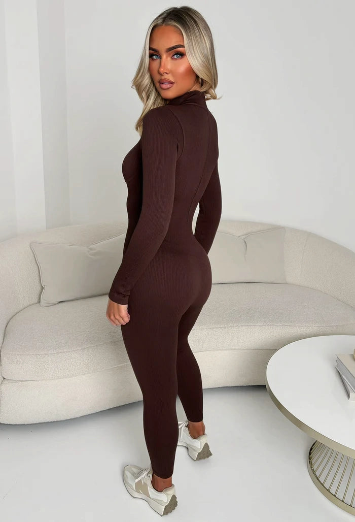 Sleek Line Brown Unitard