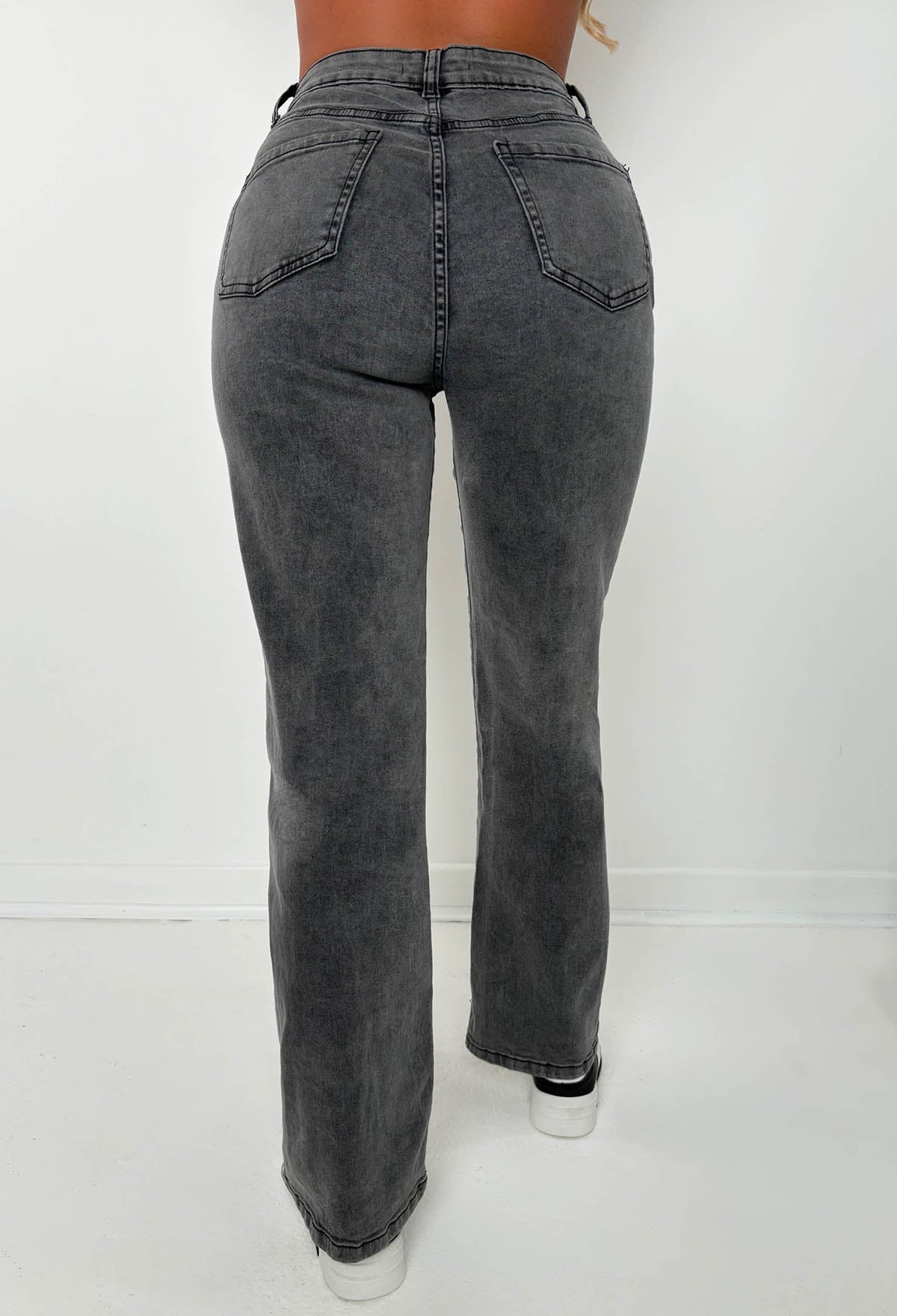 Slim Pickings Black Stitch Seamed Stretch Straight Leg Jeans