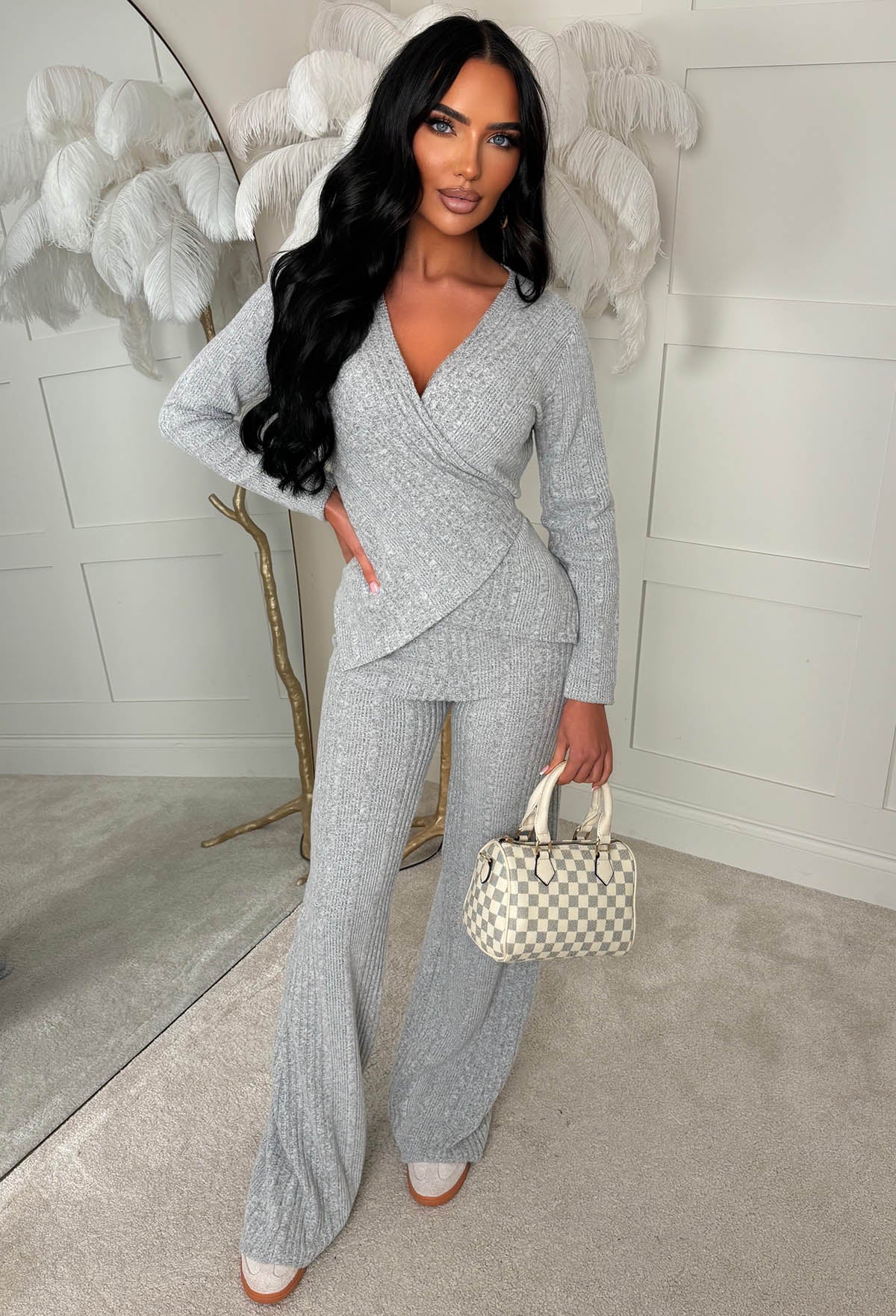 Snug Bug Grey Ribbed Wrap Loungewear Top