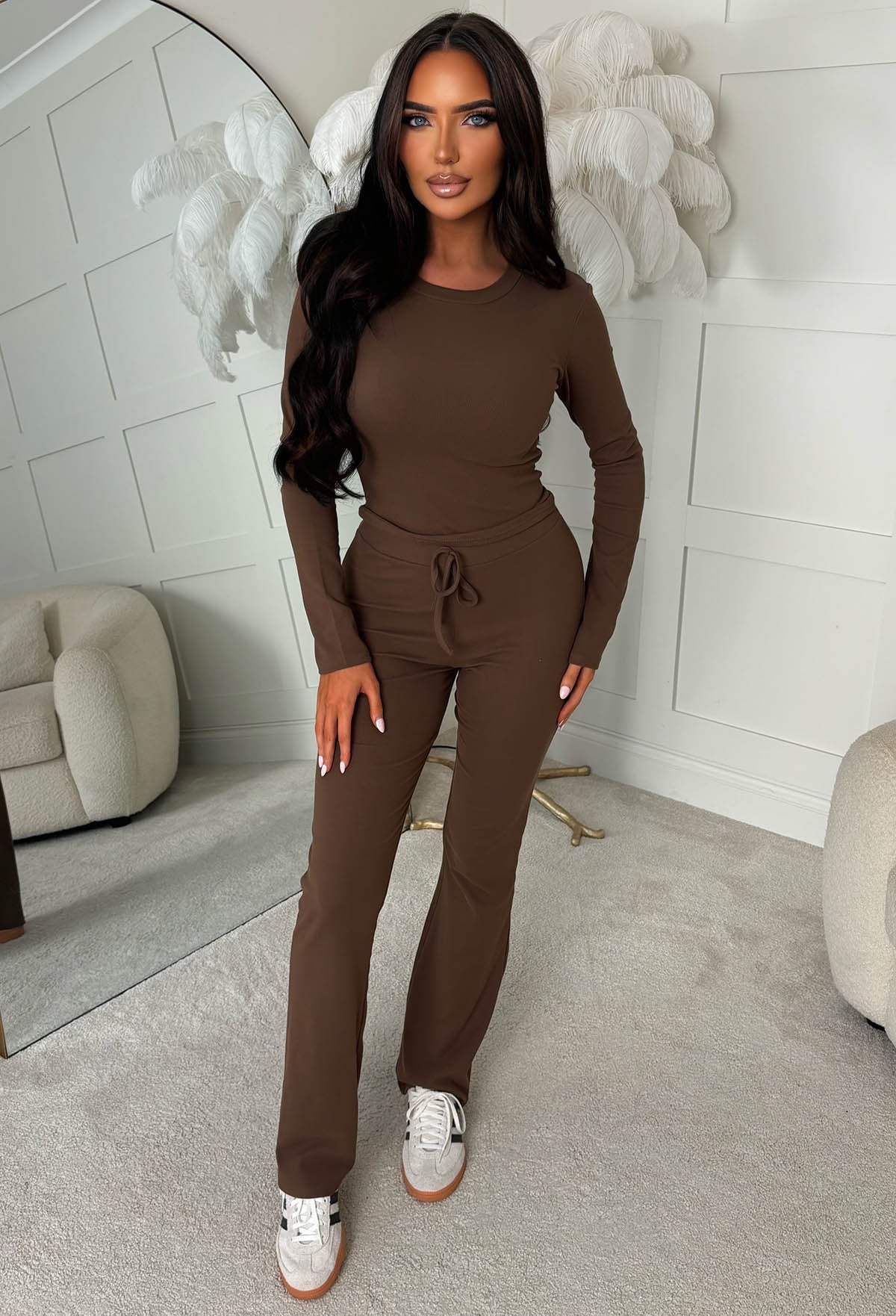 Snug Mode Chocolate Brown Soft Top & Trouser Basic Lounge Co-Ord Set