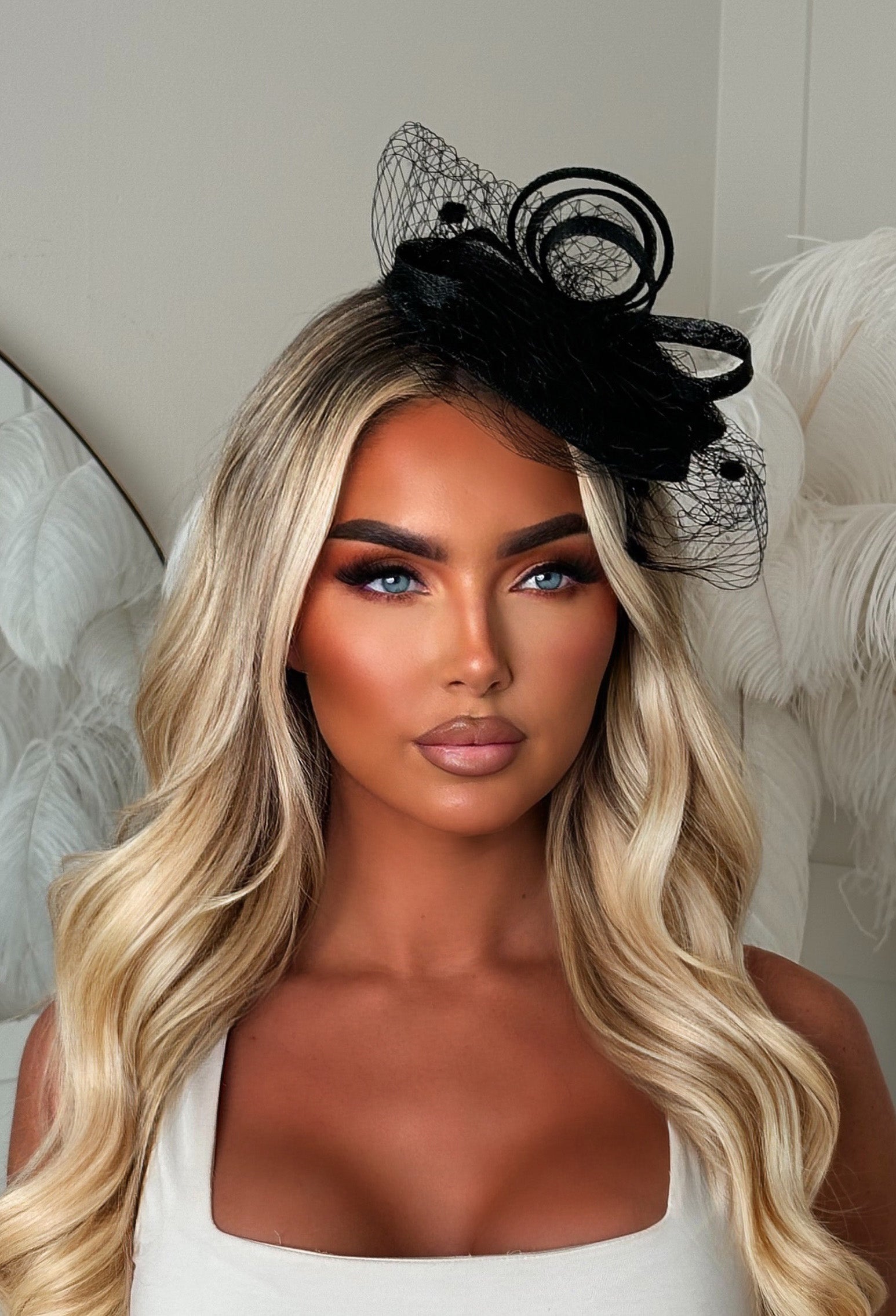 Soft Glam Black Mesh Fascinator