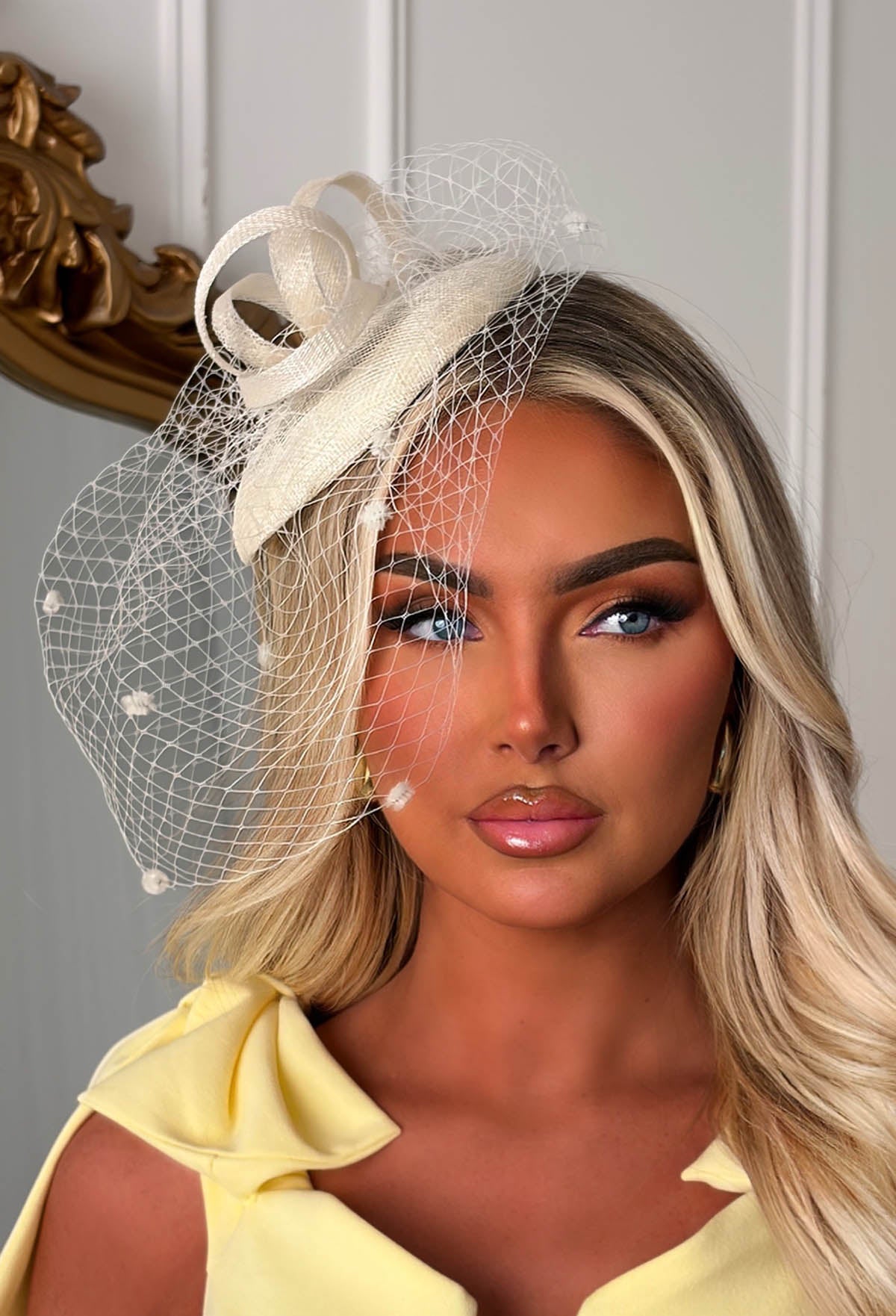 Soft Glam Cream Mesh Fascinator