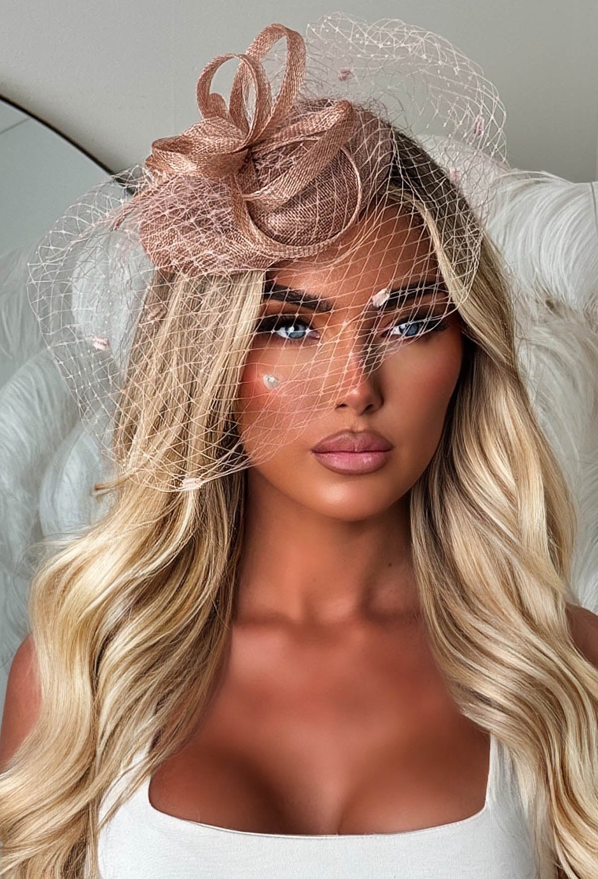 Soft Glam Pink Mesh Fascinator