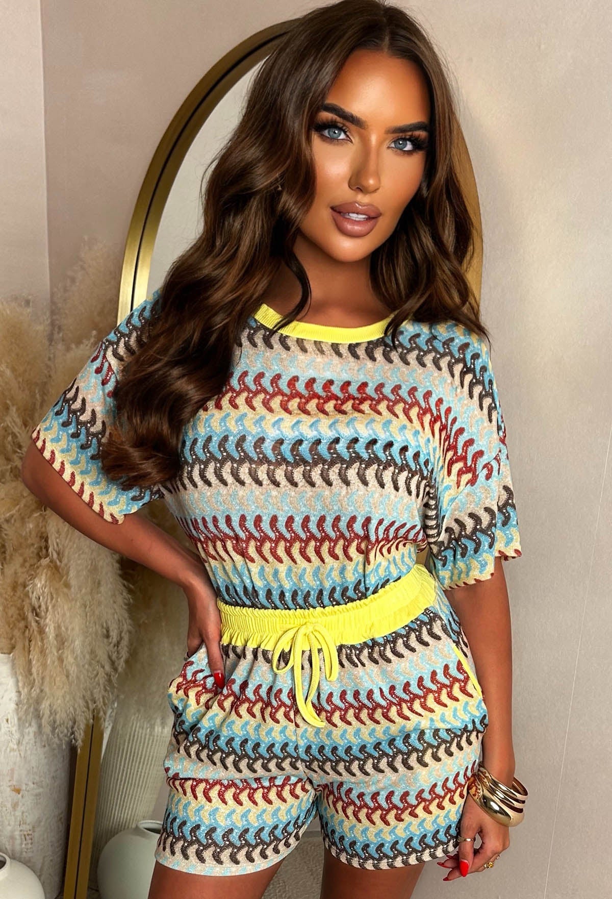 Soft Touch Blue Printed Top & Shorts Co-Ord Set