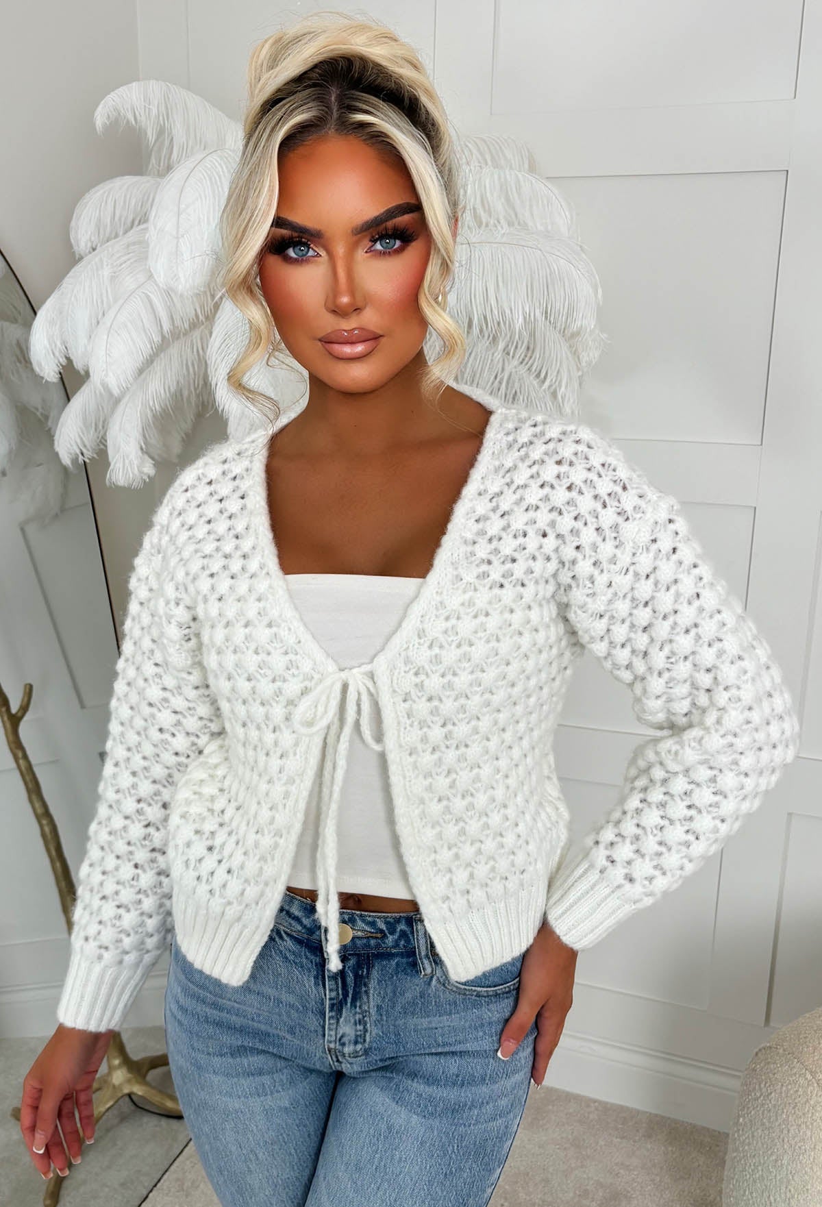 Sophia Cream Chunky Knit Cardigan