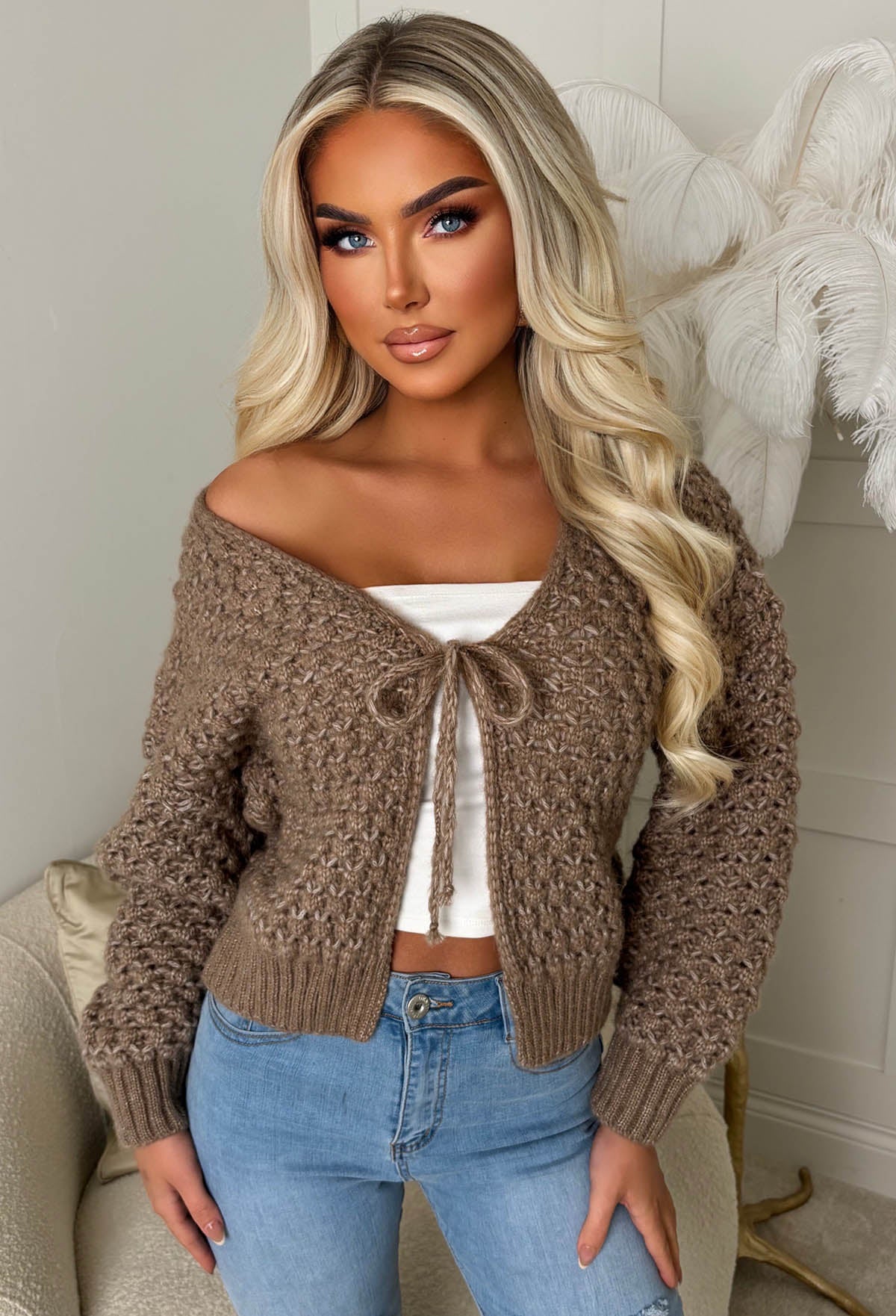 Sophia Mocha Chunky Knit Cardigan