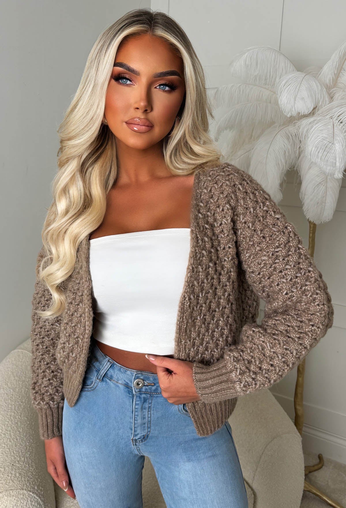 Sophia Mocha Chunky Knit Cardigan