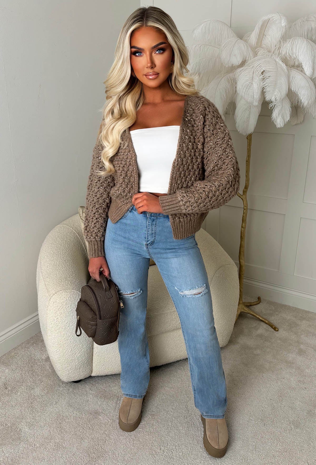 Sophia Mocha Chunky Knit Cardigan