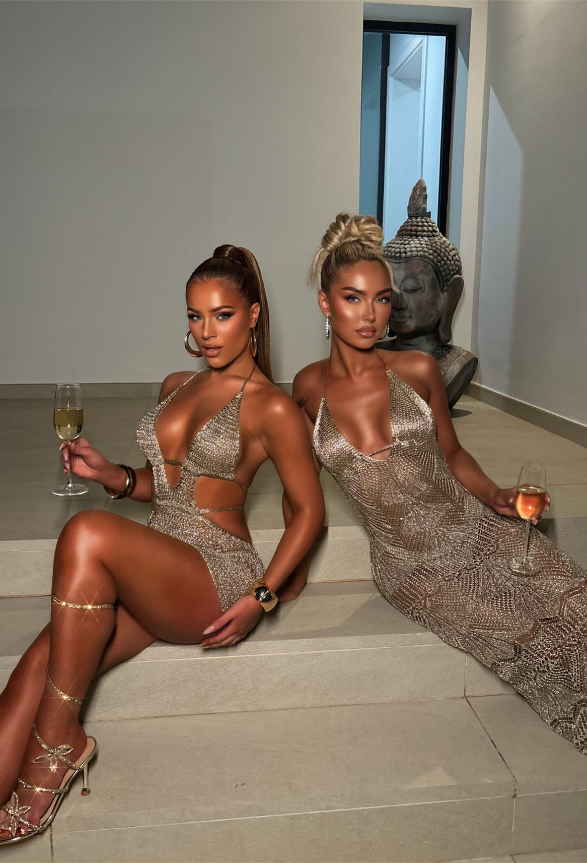 Sunlit Tides Gold Metallic Knitted Maxi Cover Up