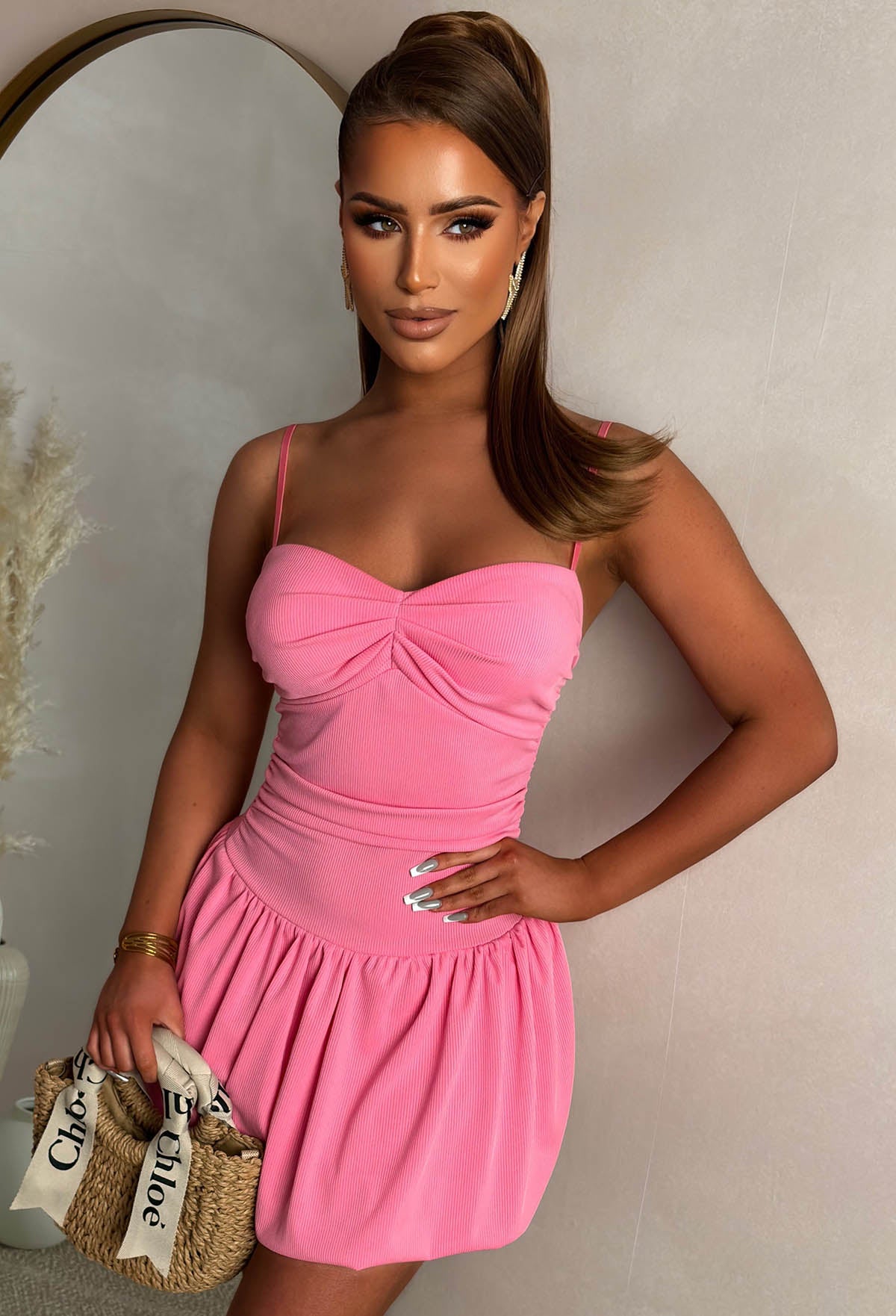 Sunset Kisses Pink Padded Cup Mini Dress