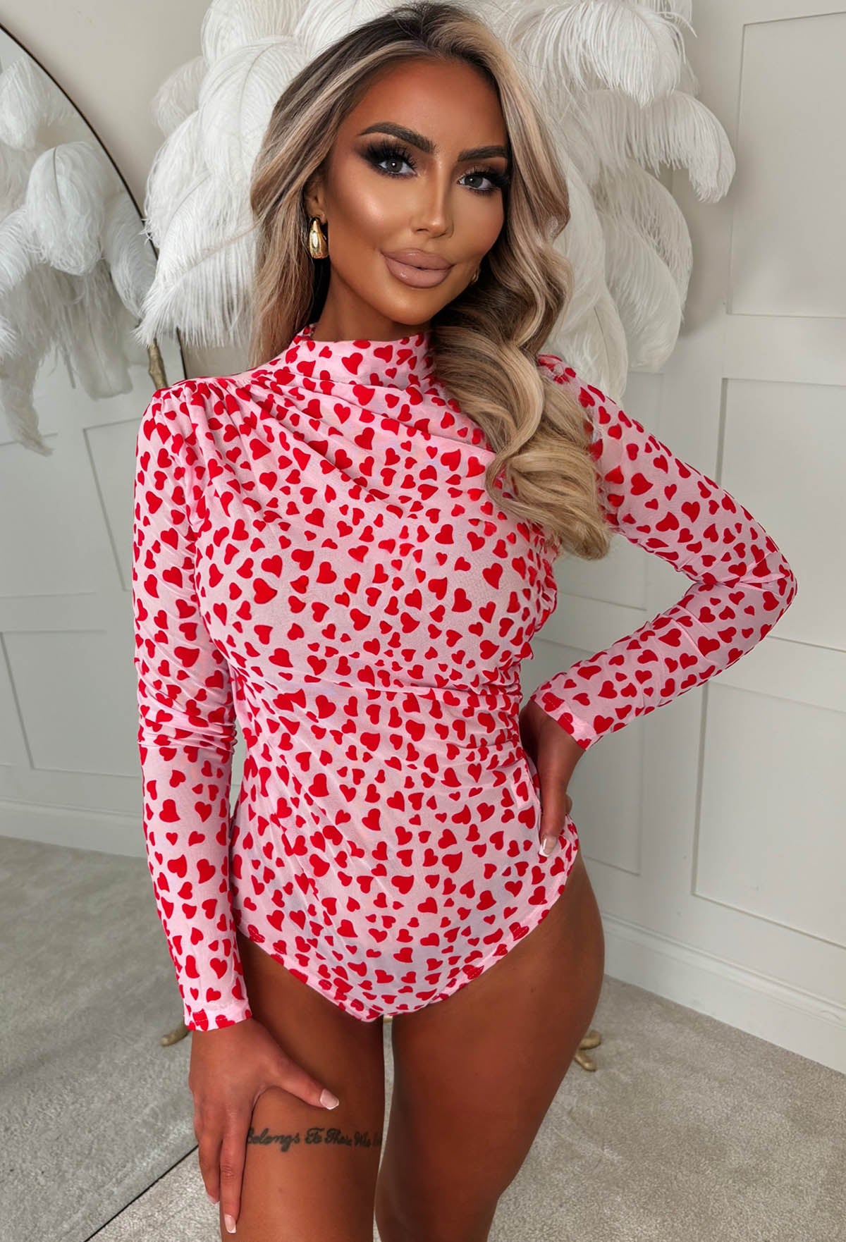 Sweetheart Hour Pink Mesh Ruched Bodysuit