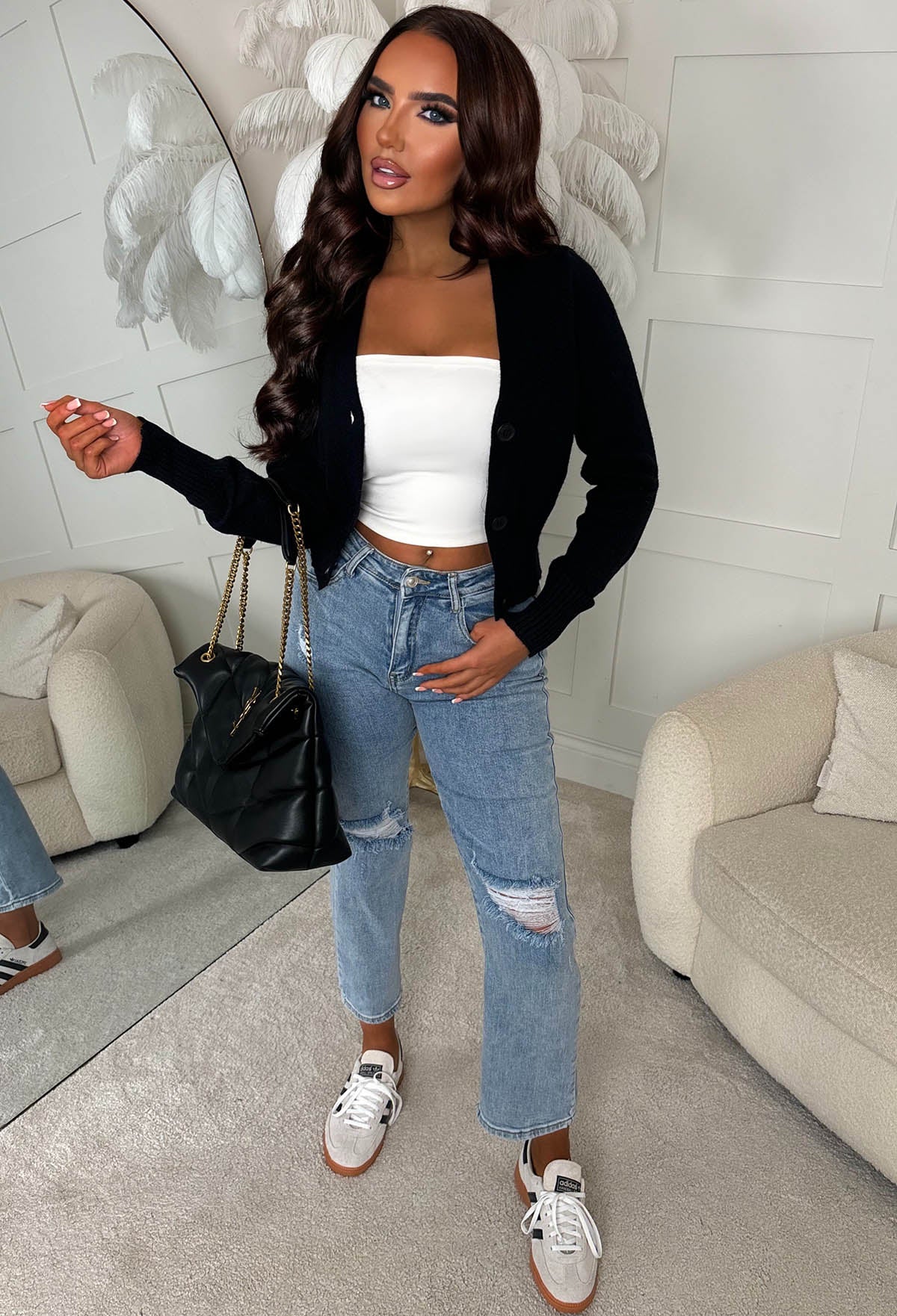 Sweetheart Secrets Black Buttoned Knitted Cardigan