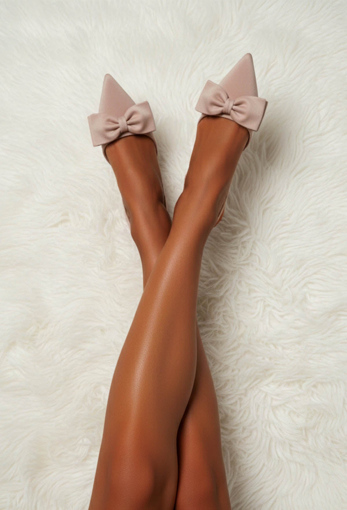 Take A Bow Nude Pointed Sling Back Stiletto Heels