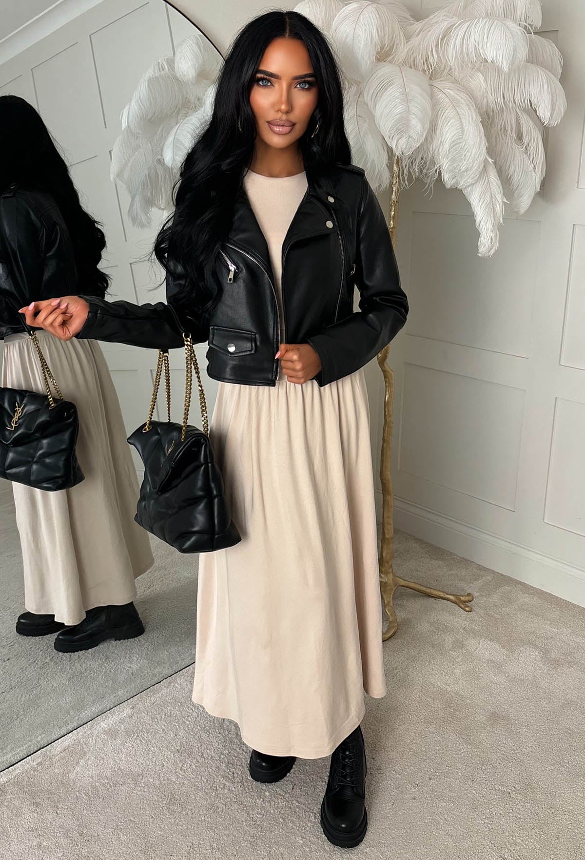 Tease Please Stone T Shirt Ruched Midi Dress