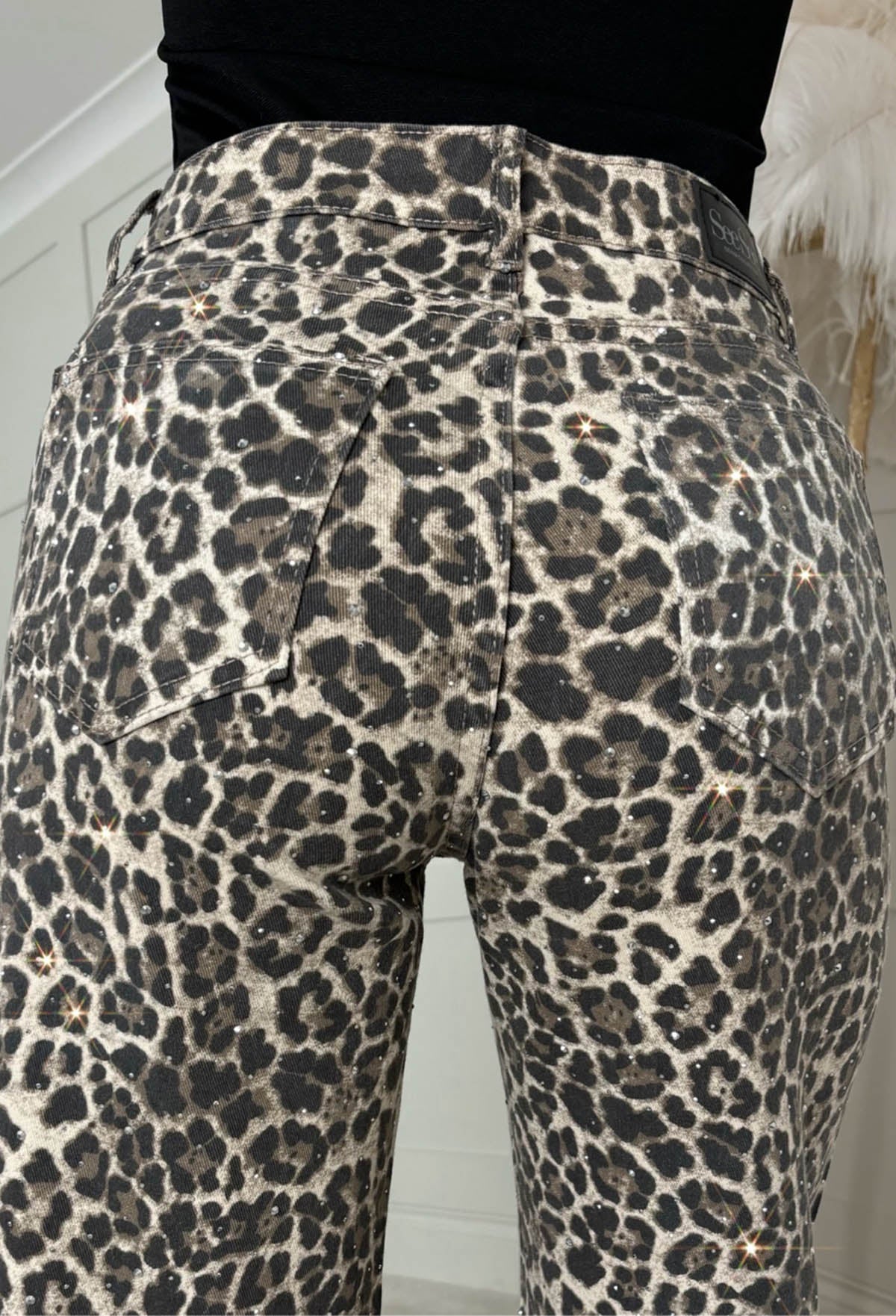 Today We Slay Leopard Stretch Leopard Printed Hot Fix Jeans