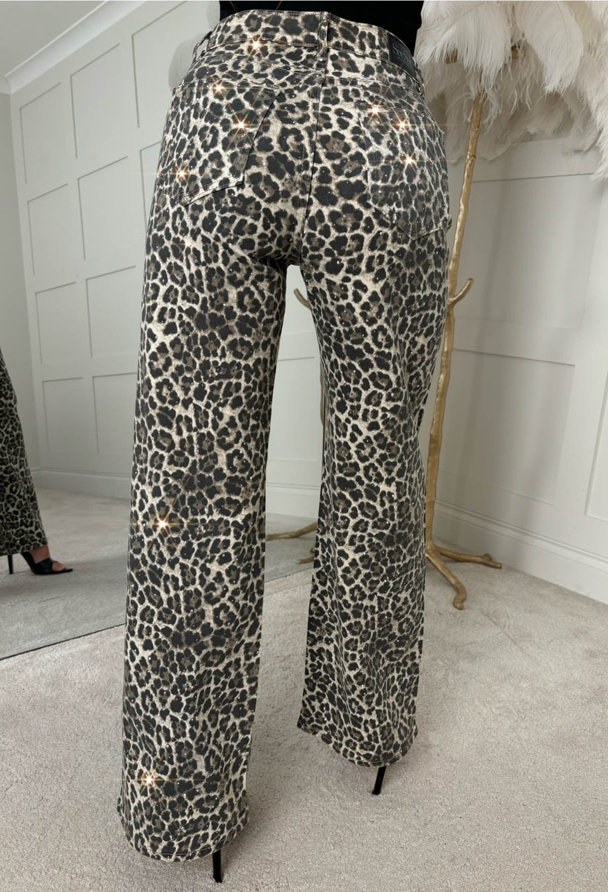 Today We Slay Leopard Stretch Leopard Printed Hot Fix Jeans