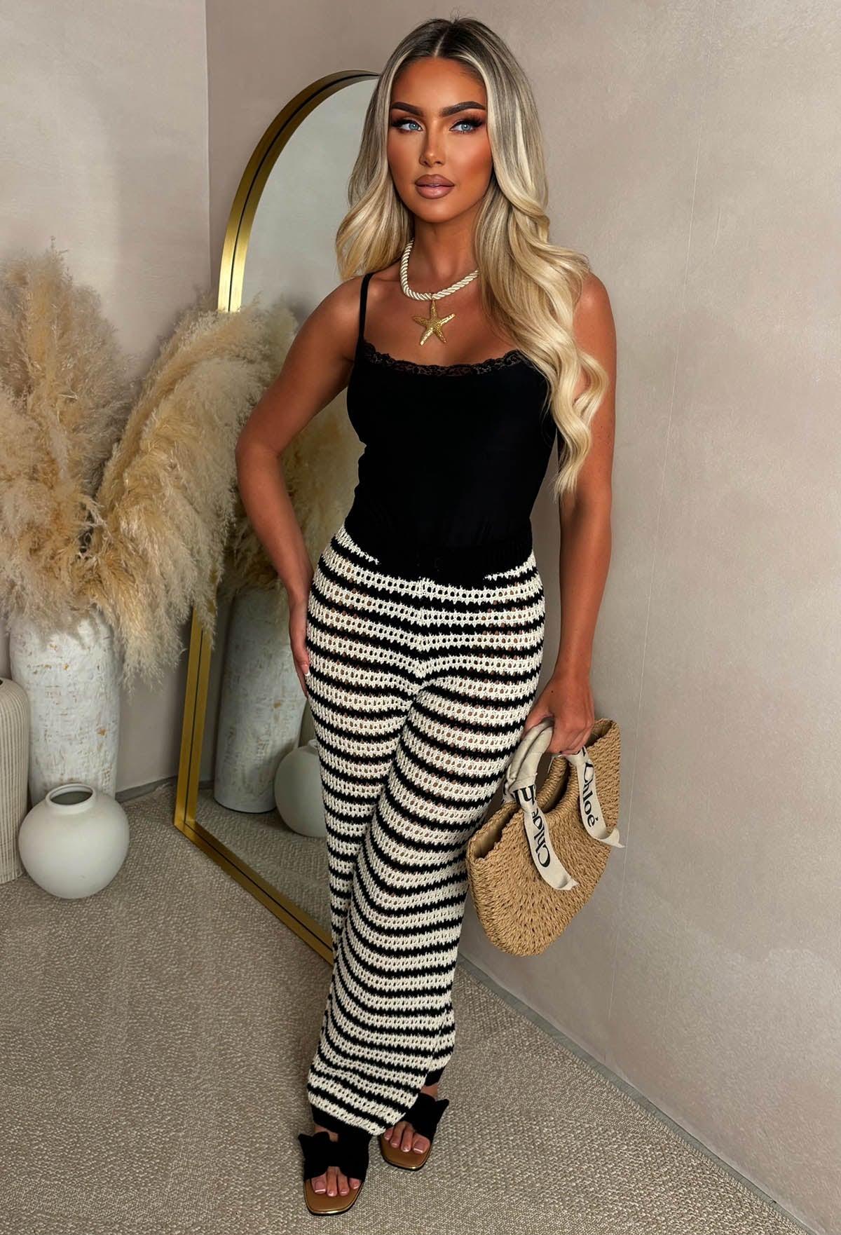 Todays Temptation Black Monochrome Knitted Trousers