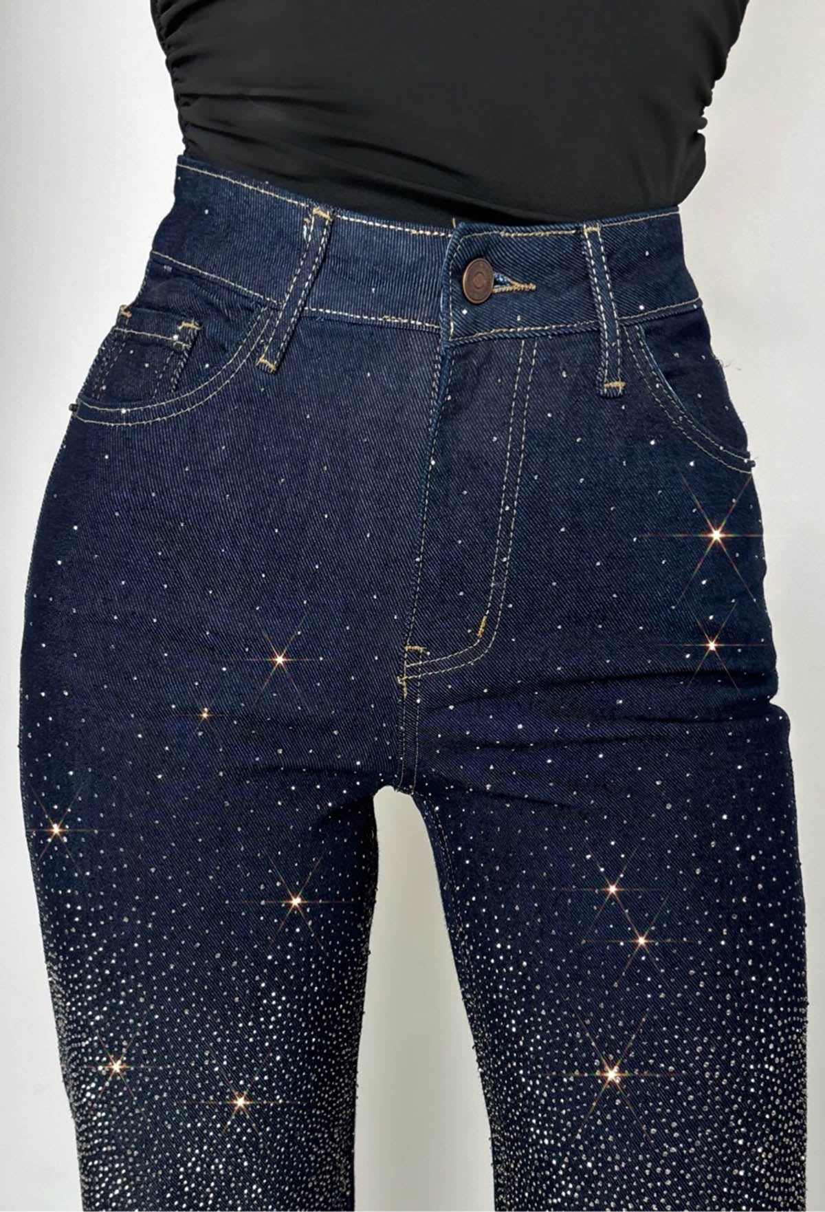 Too Hot To Handle Dark Wash Hot Fix Stretch Straight Leg Jeans