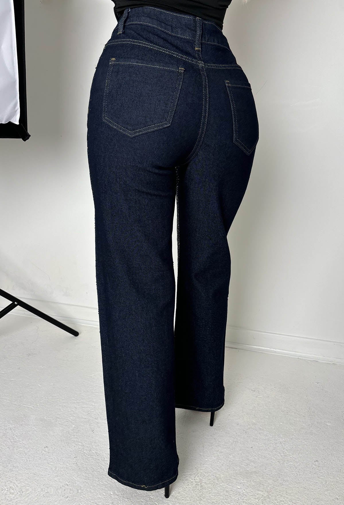 Too Hot To Handle Dark Wash Hot Fix Stretch Straight Leg Jeans