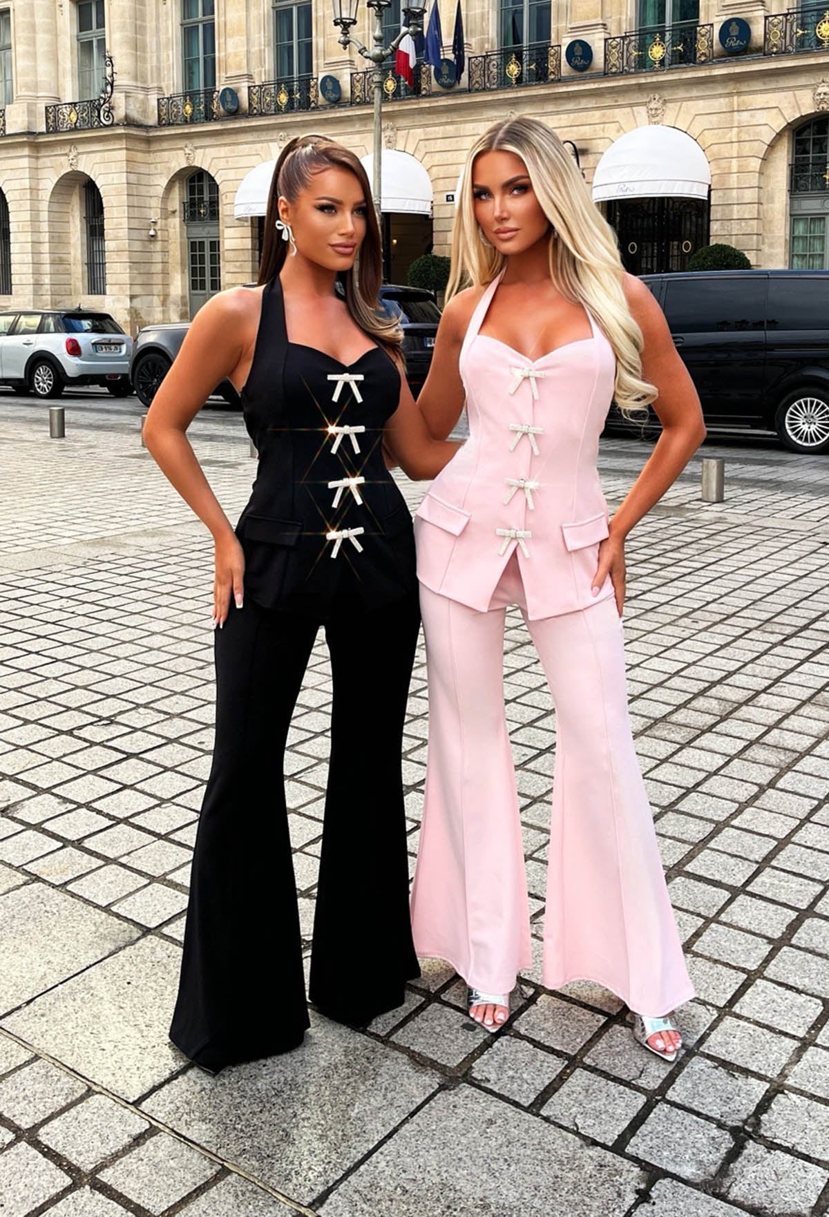 True Whisper Black High Waisted Flared Trousers