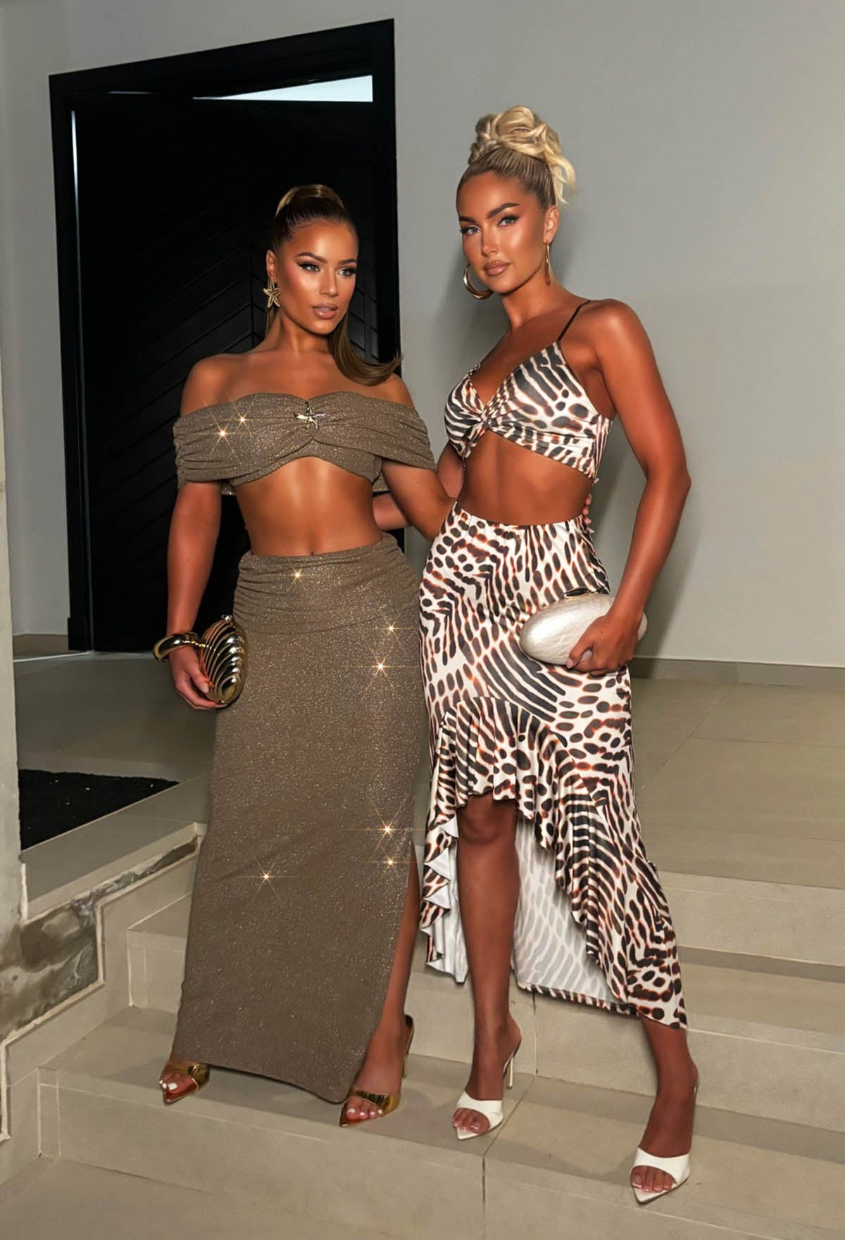 Twisted Sunshine Brown Twist Front Top & Skirt Co-ord Set