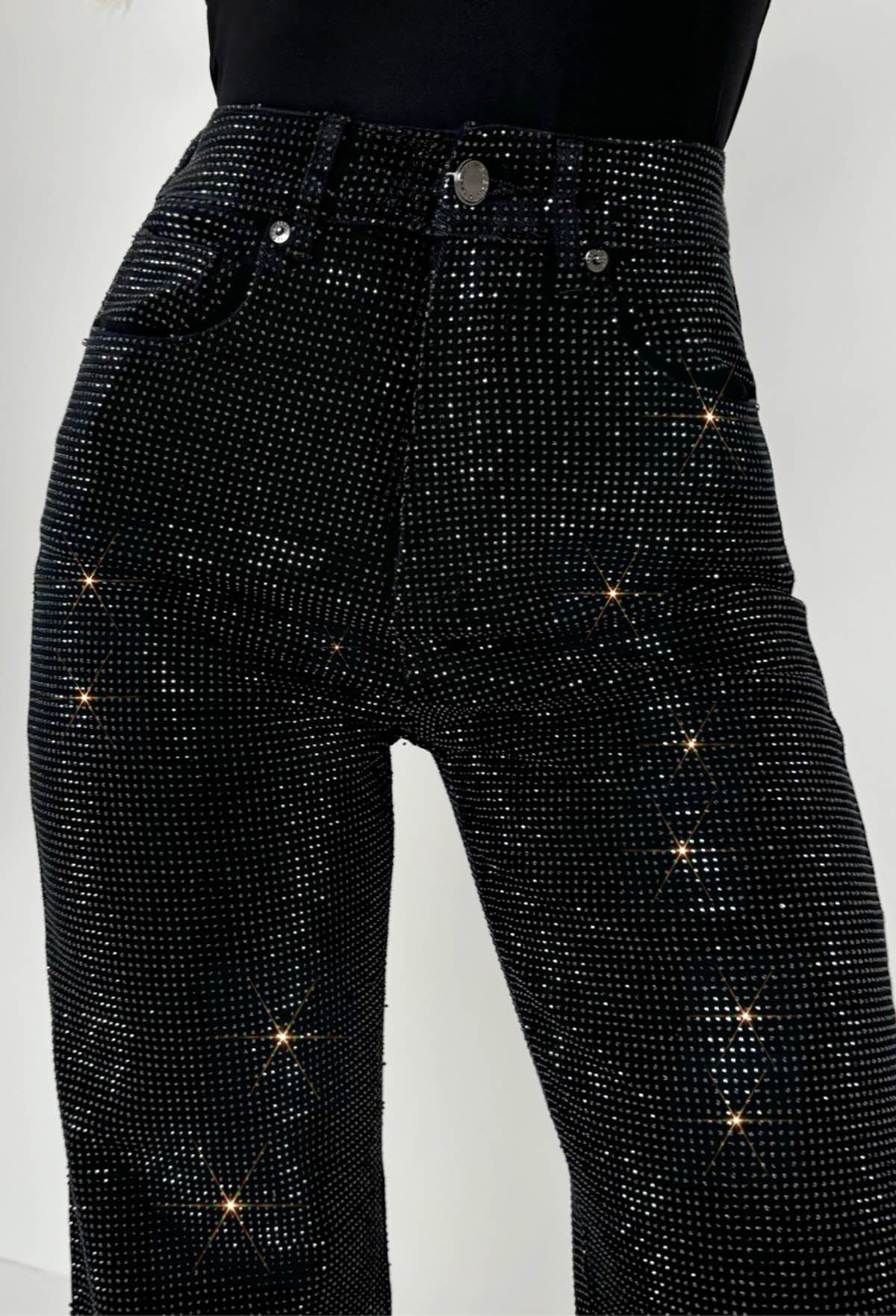 Ultimate Sparkle Black Straight Leg Stretch Diamante Jeans