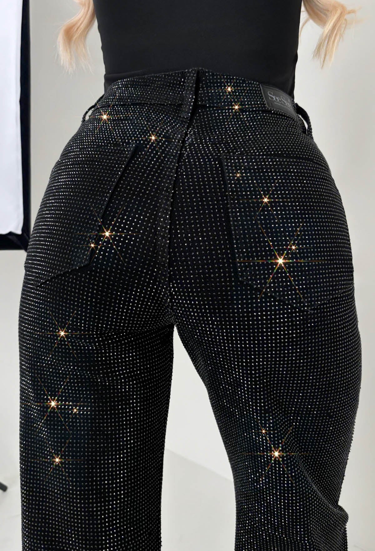 Ultimate Sparkle Black Straight Leg Stretch Diamante Jeans