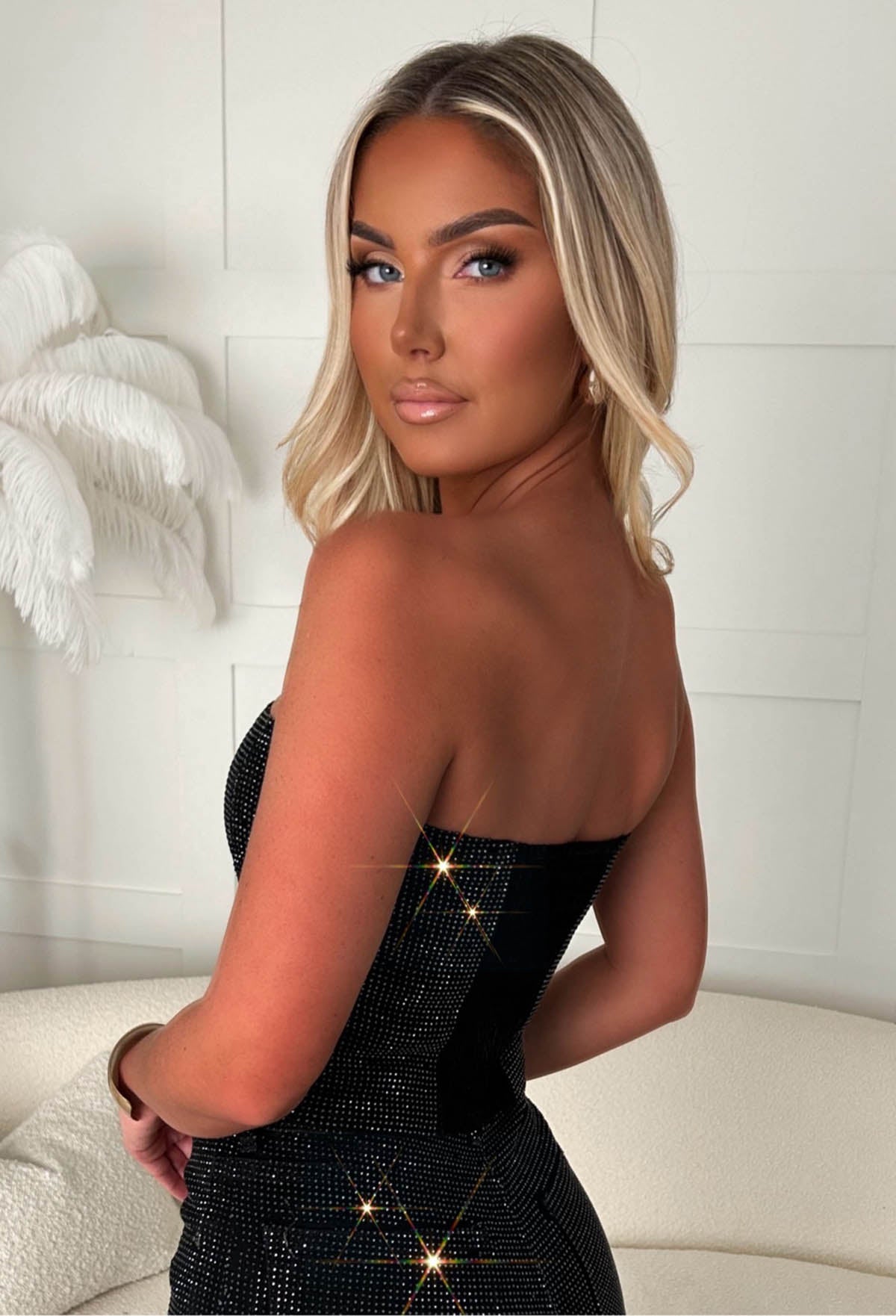 Ultimately Yours Black Top & Ultimate Sparkle Black Diamante Jeans Set