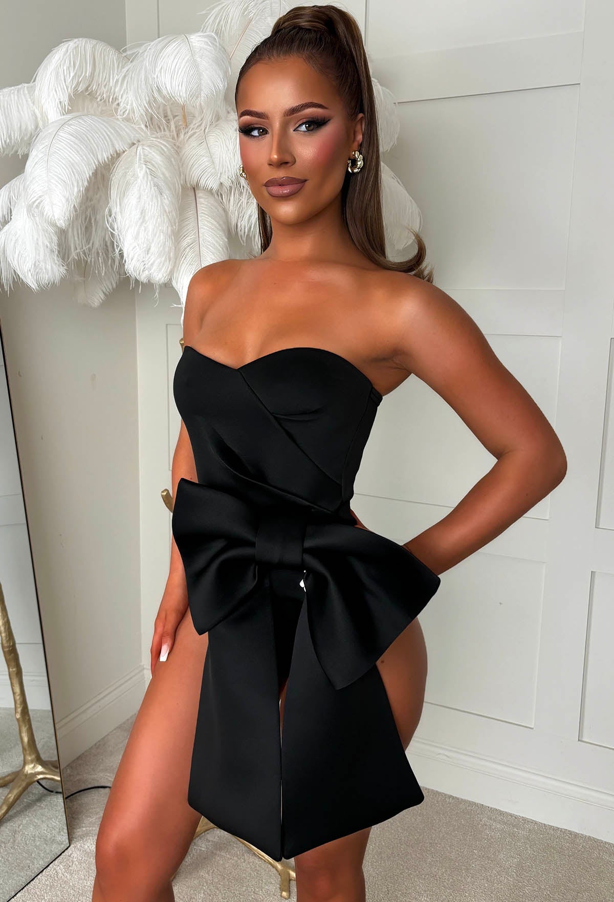 Unwrap Me Black Bow Side Off Shoulder Bodysuit