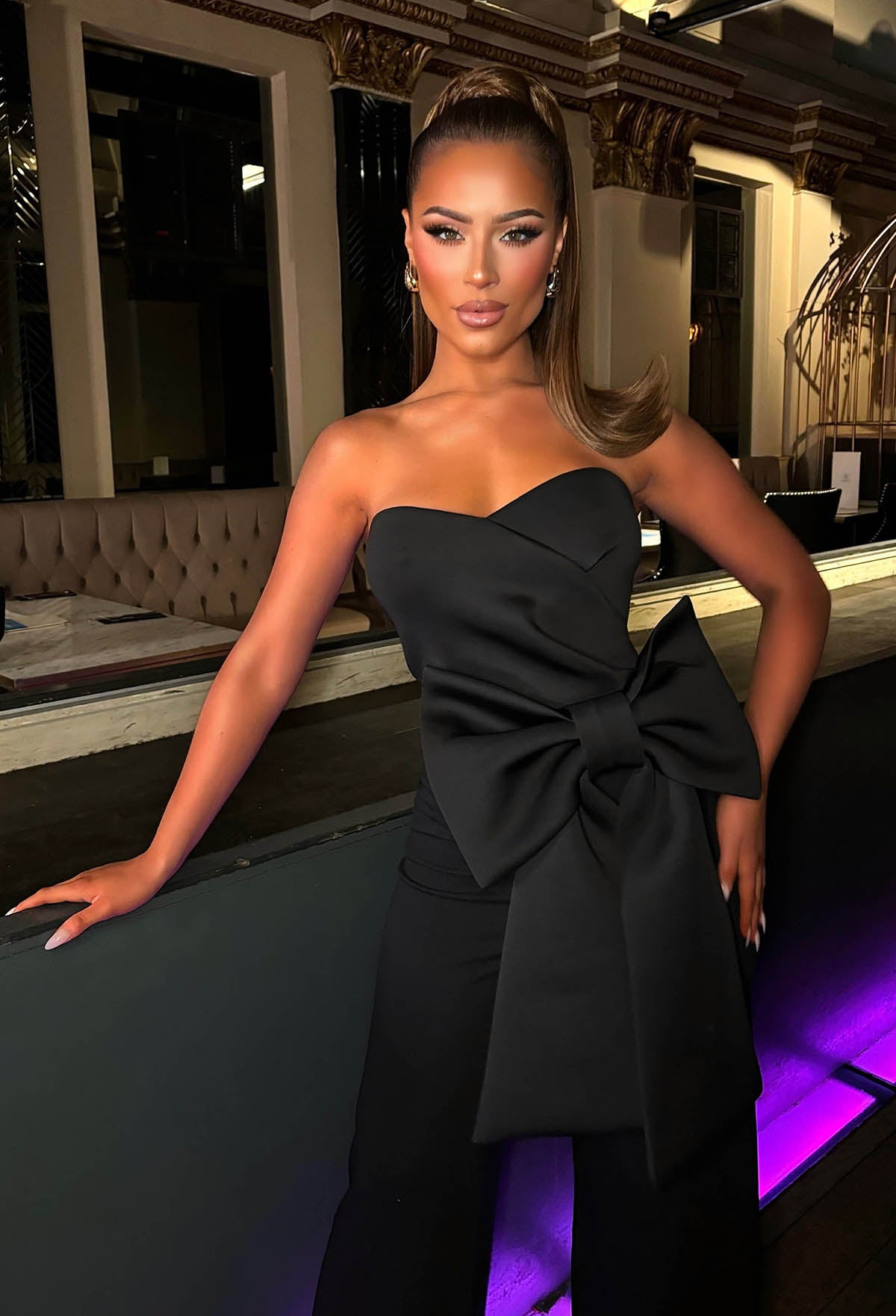 Unwrap Me Black Bow Side Off Shoulder Bodysuit