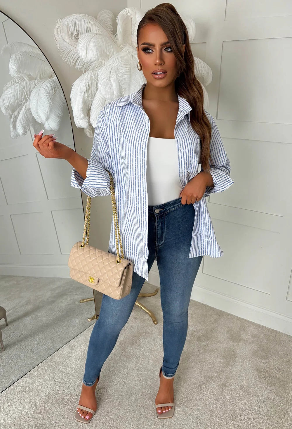 Vacant Heart Blue Striped Shirt