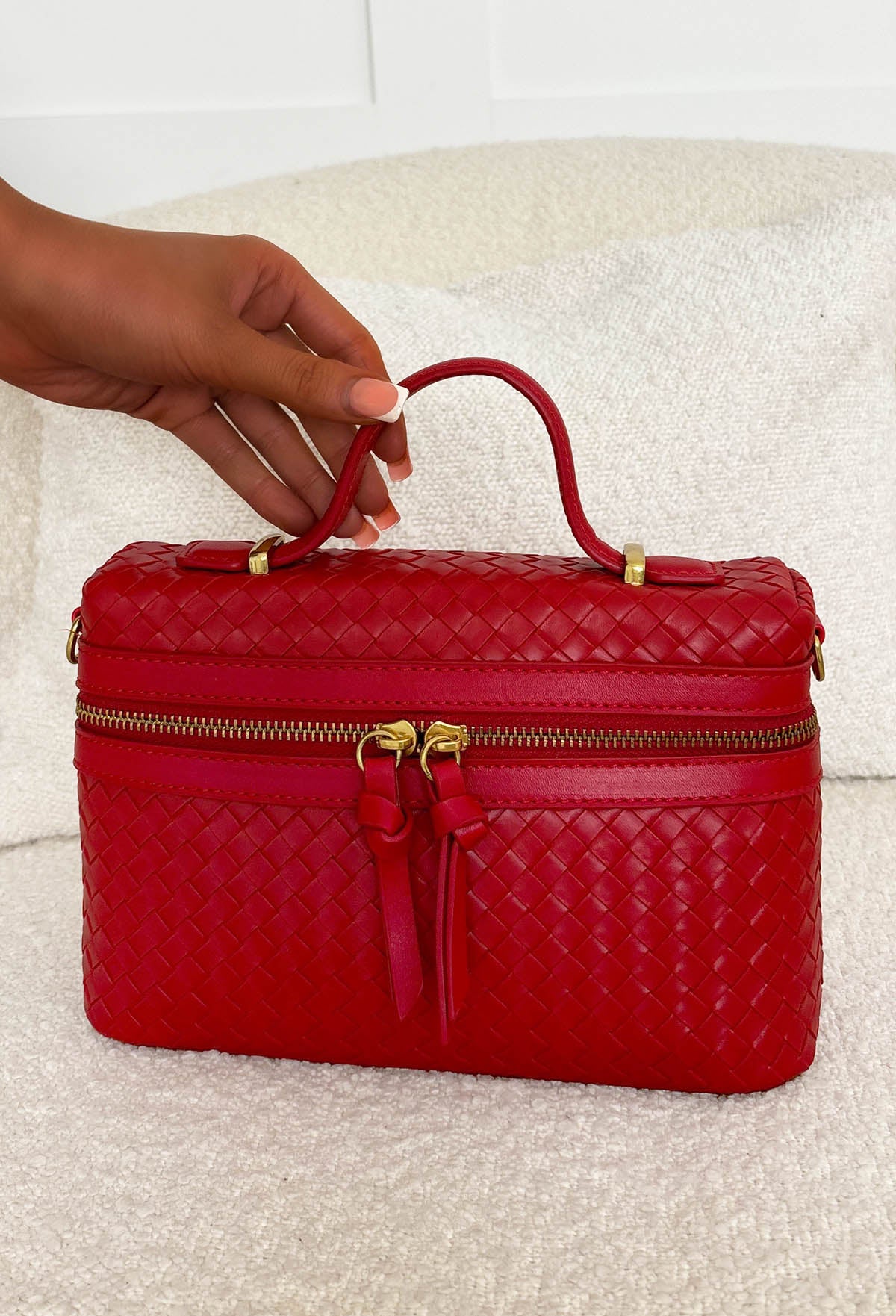 Very Fetch Red Woven Vanity Bag