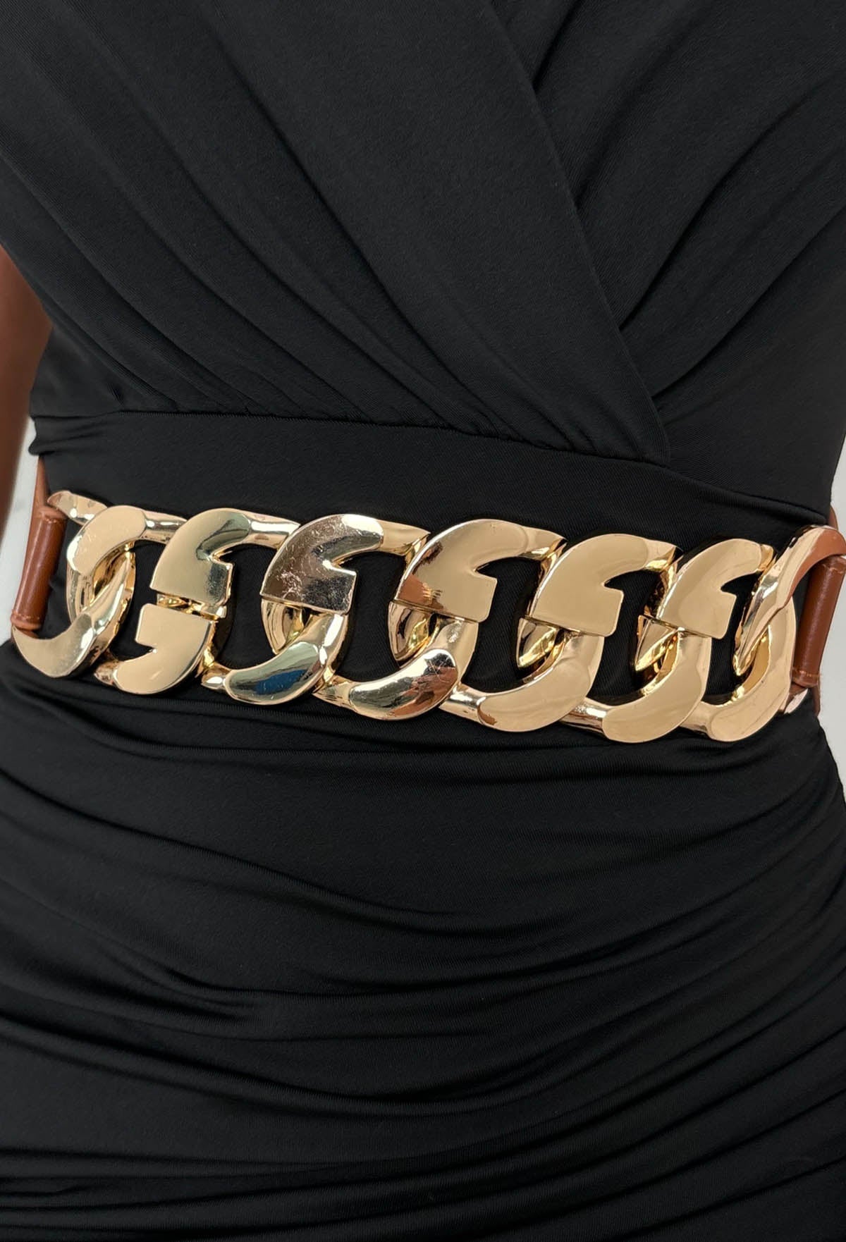 Viral Chic Brown Chain Detail Elasticated Belt