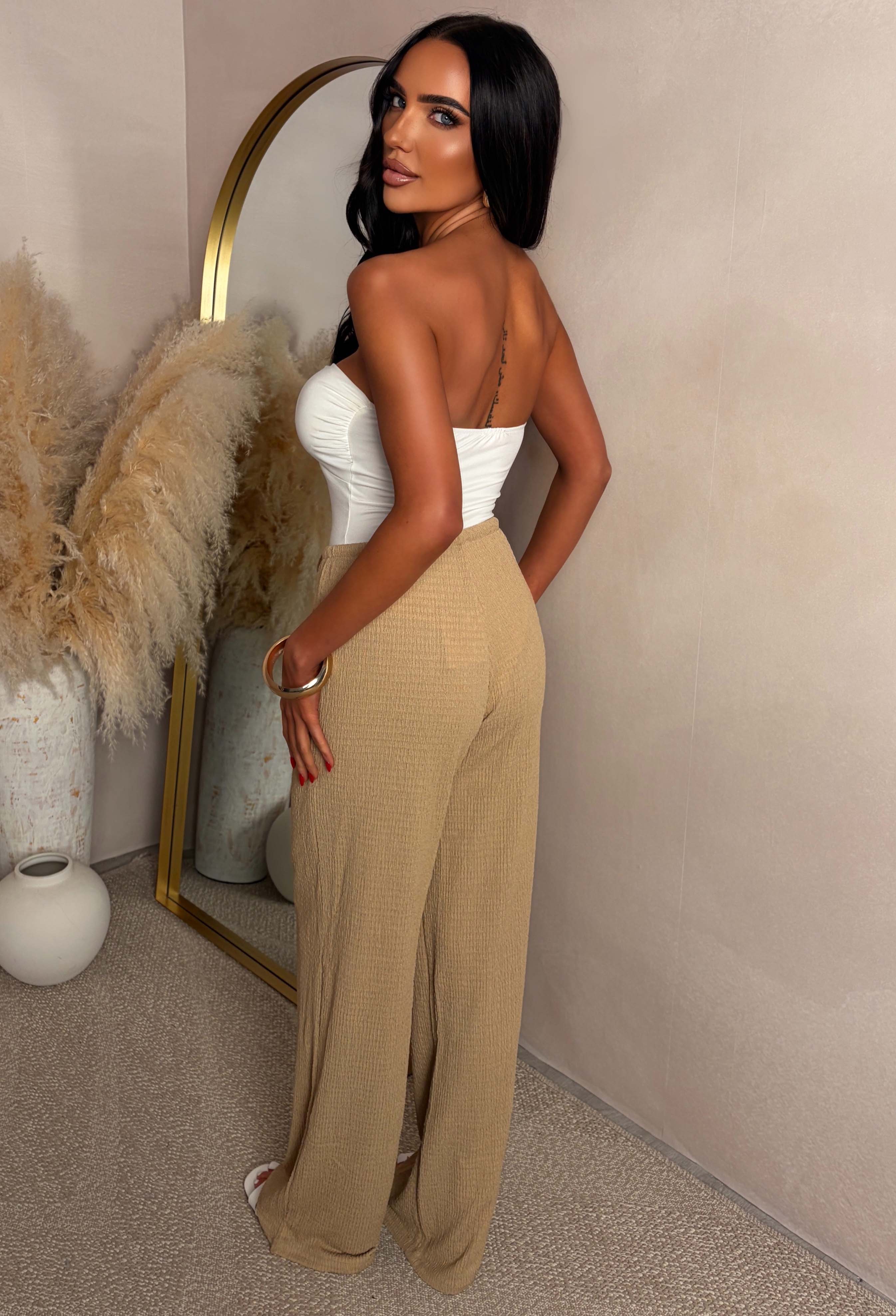 Wait For It Beige Elasticated Drawstring Trousers