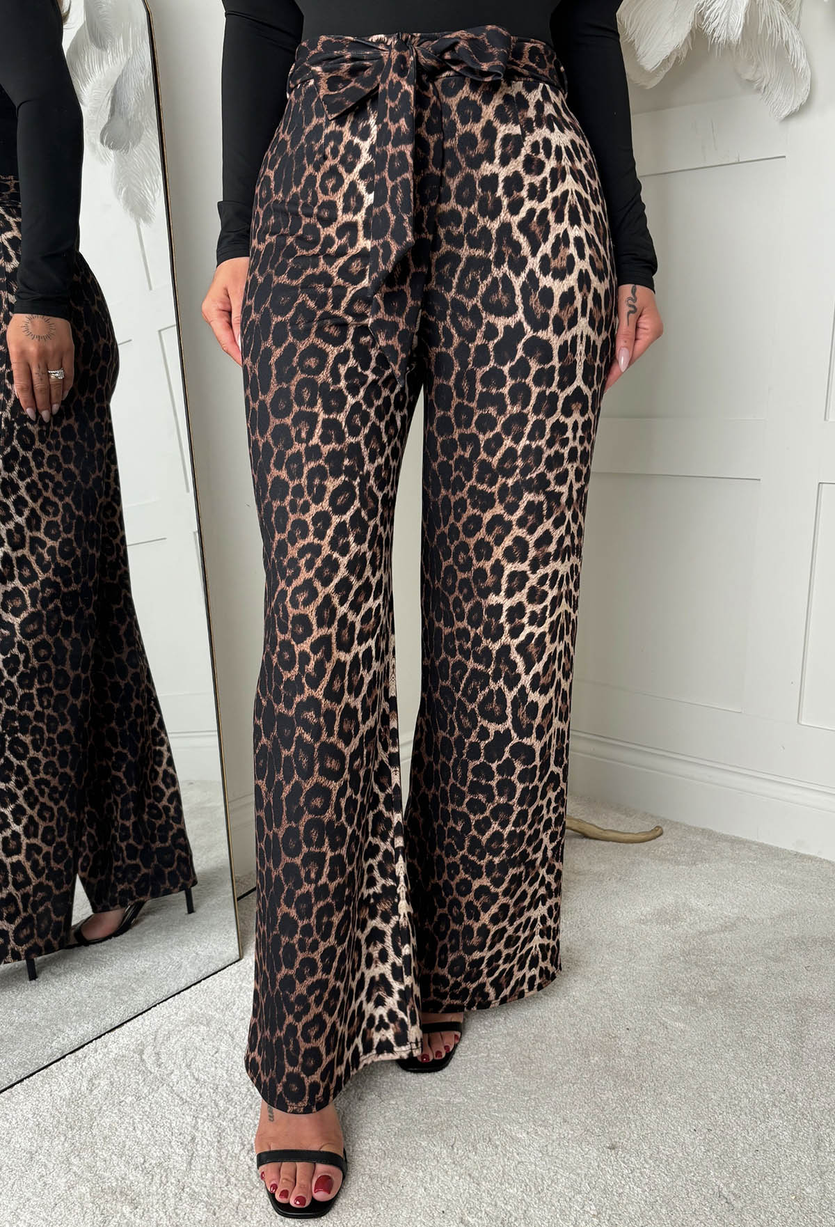 Wild Embrace Leopard Print Belted Trousers