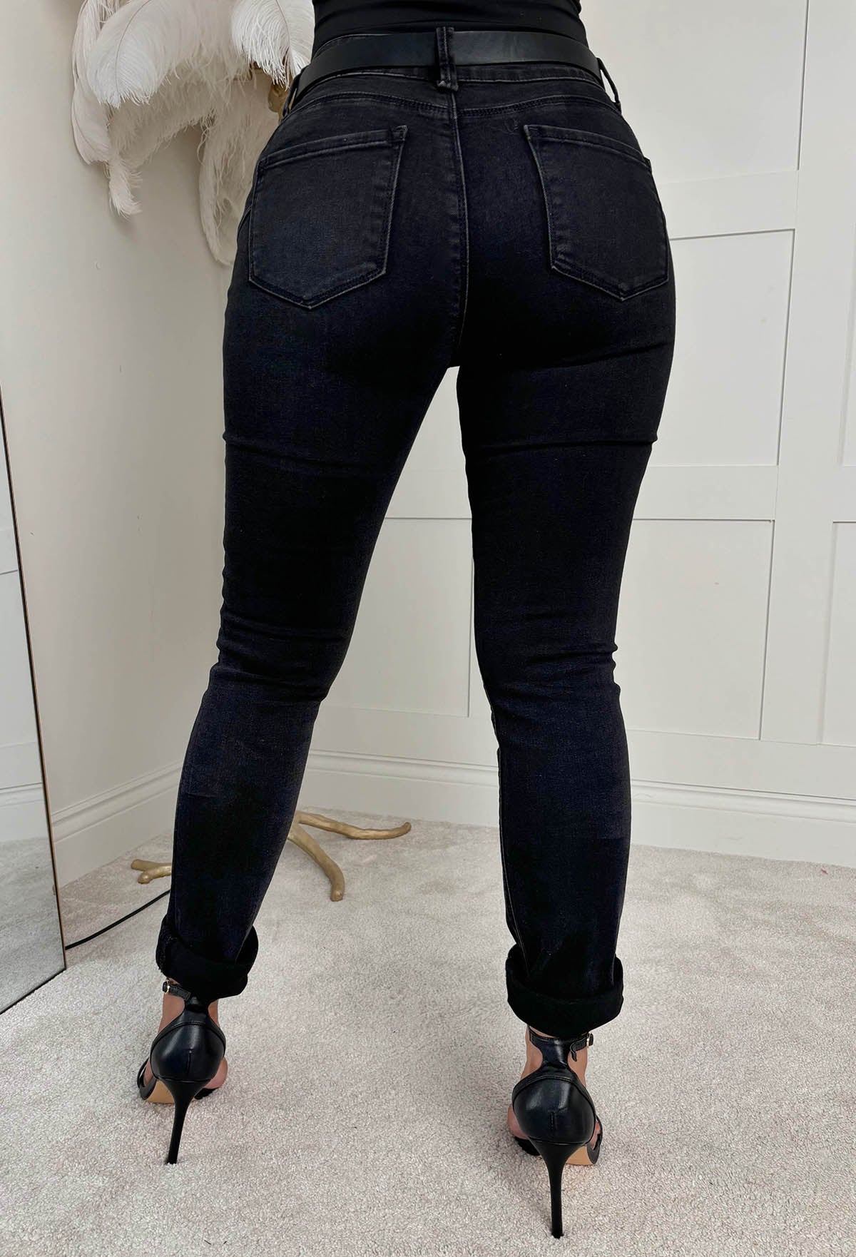 Wild Patch Black Stretch Sequin Patchwork Leopard Jeans